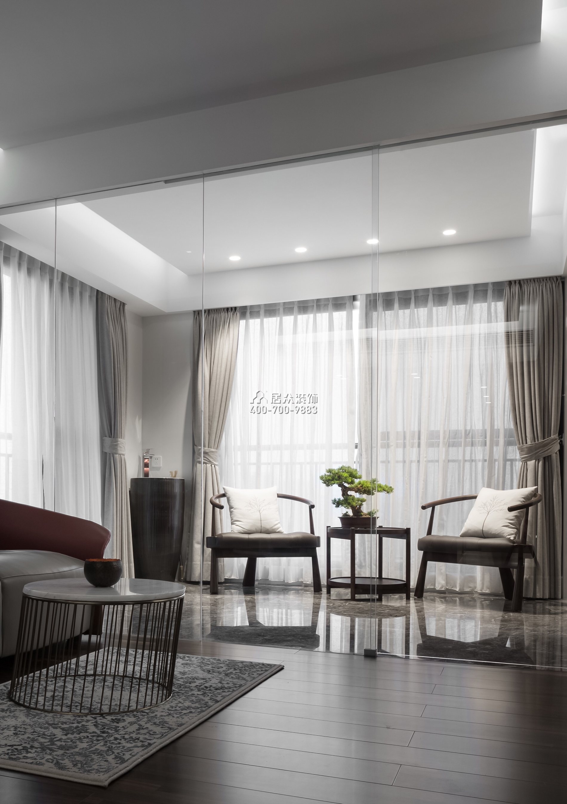 江尚東山230平方米現代簡約風格復式戶型客廳裝修效果圖