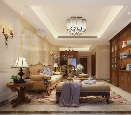 华润城二期120平方米美式风格平层户型客厅装修效果图