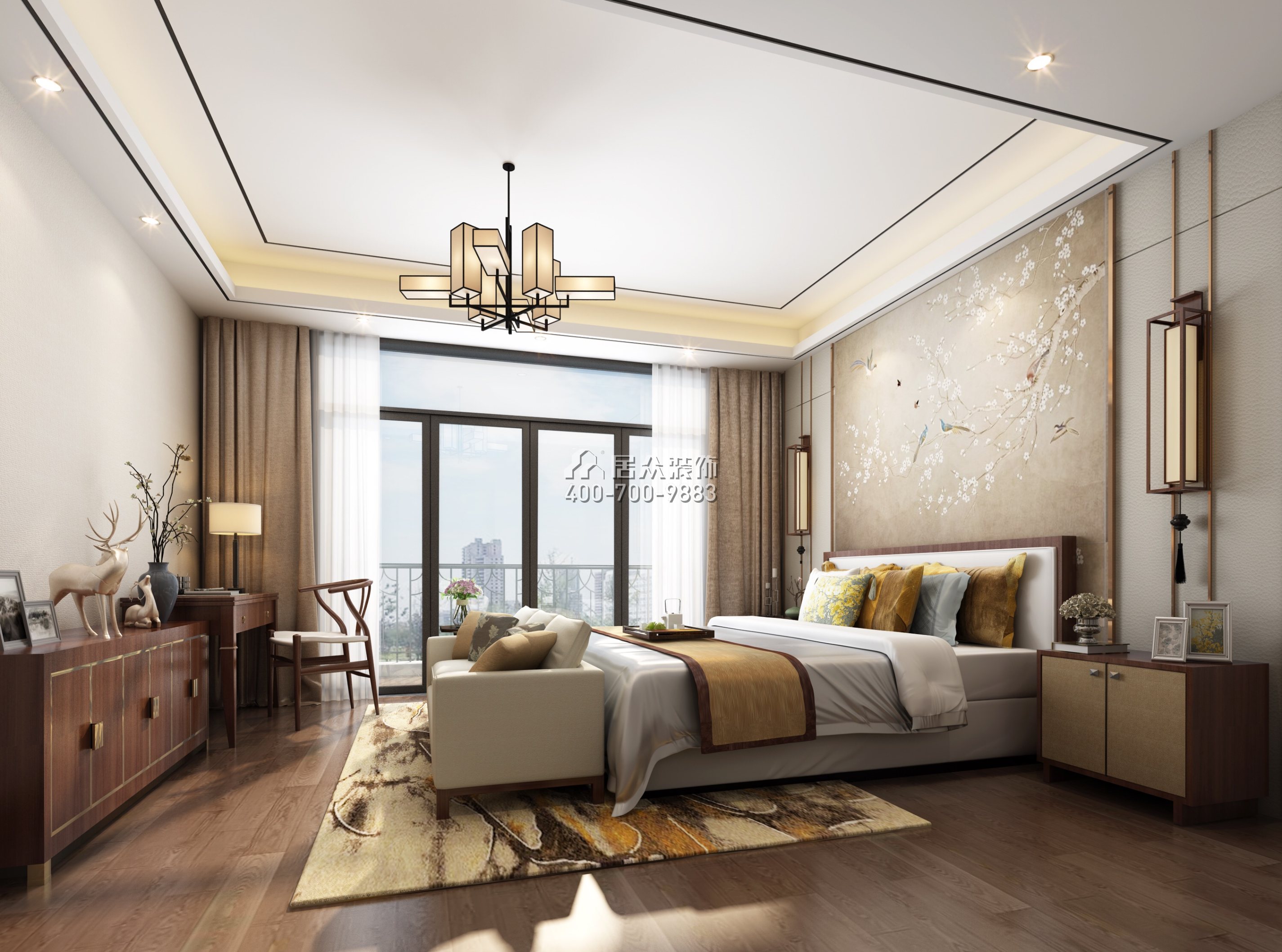 海逸豪庭177平方米中式风格复式户型卧室装修效果图