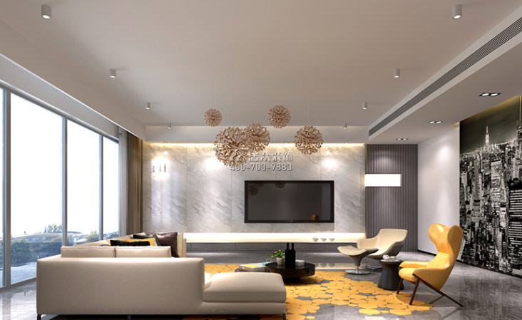 帝璟东方300平方米现代简约风格平层户型客厅装修效果图