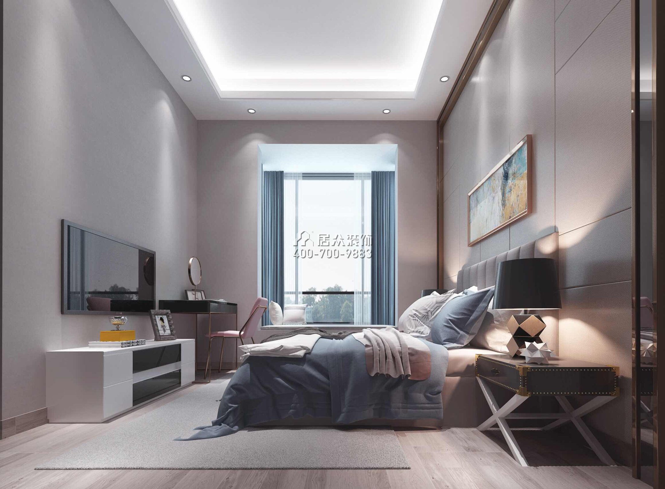 星河传说480平方米现代简约风格平层户型卧室装修效果图