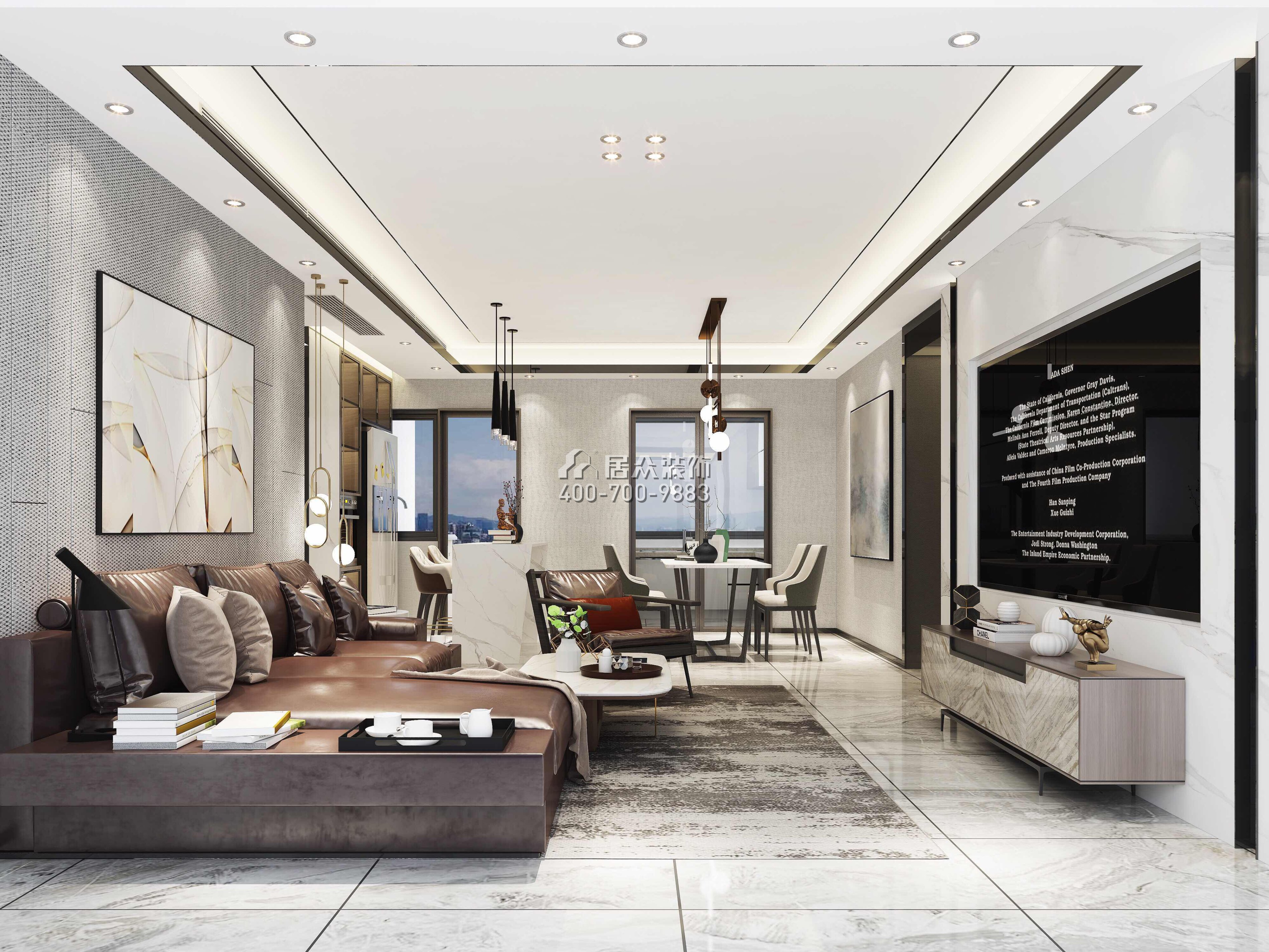 宏發世紀城130平方米現代簡約風格平層戶型客廳裝修效果圖