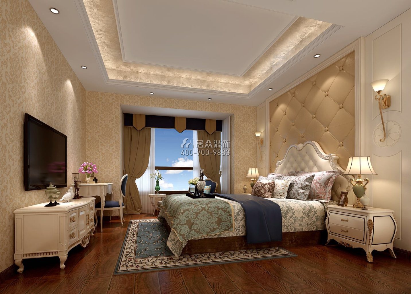 方直星耀国际花园170平方米欧式风格平层户型卧室装修效果图