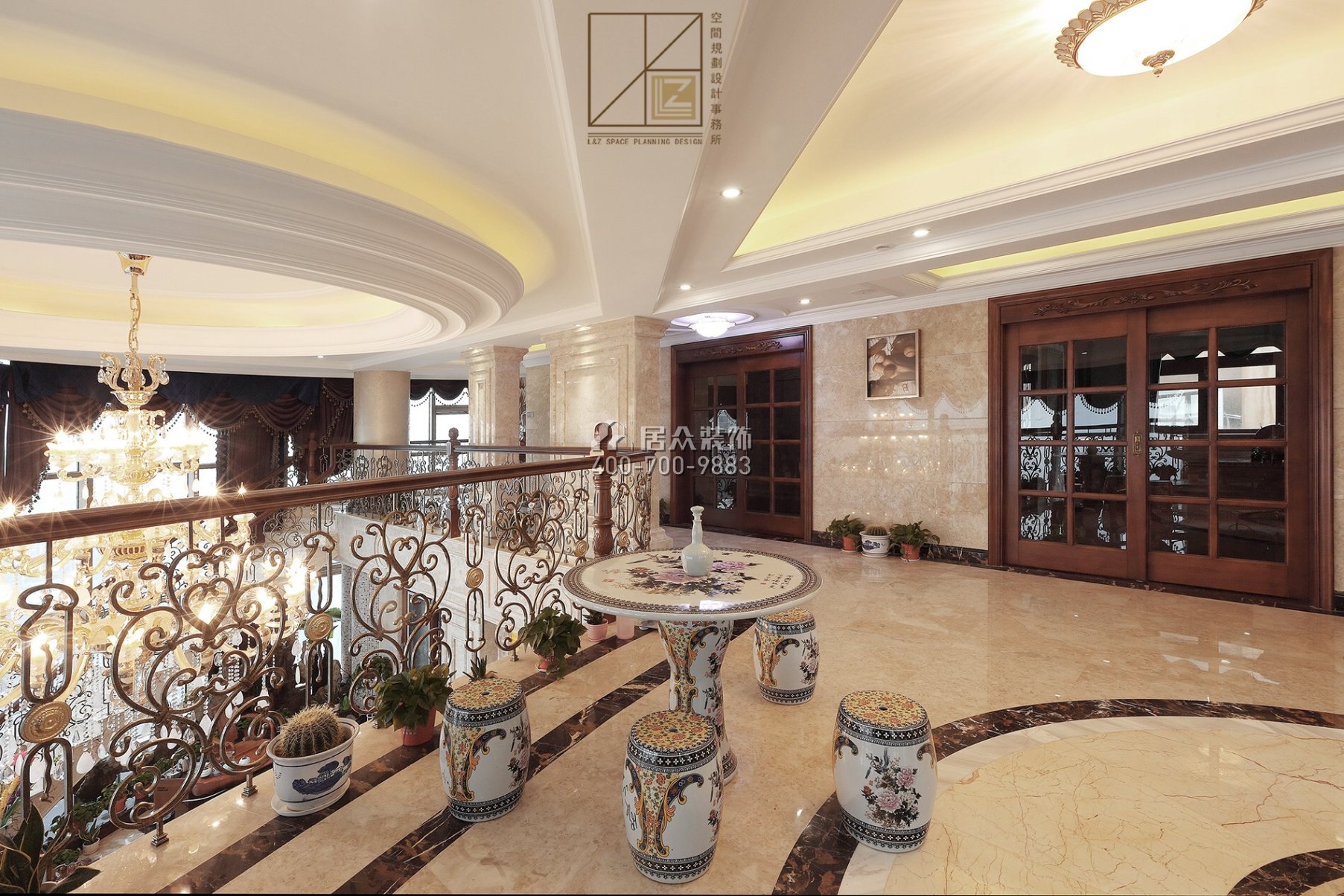 富湾国际720平方米美式风格复式户型茶室kok电竞平台效果图