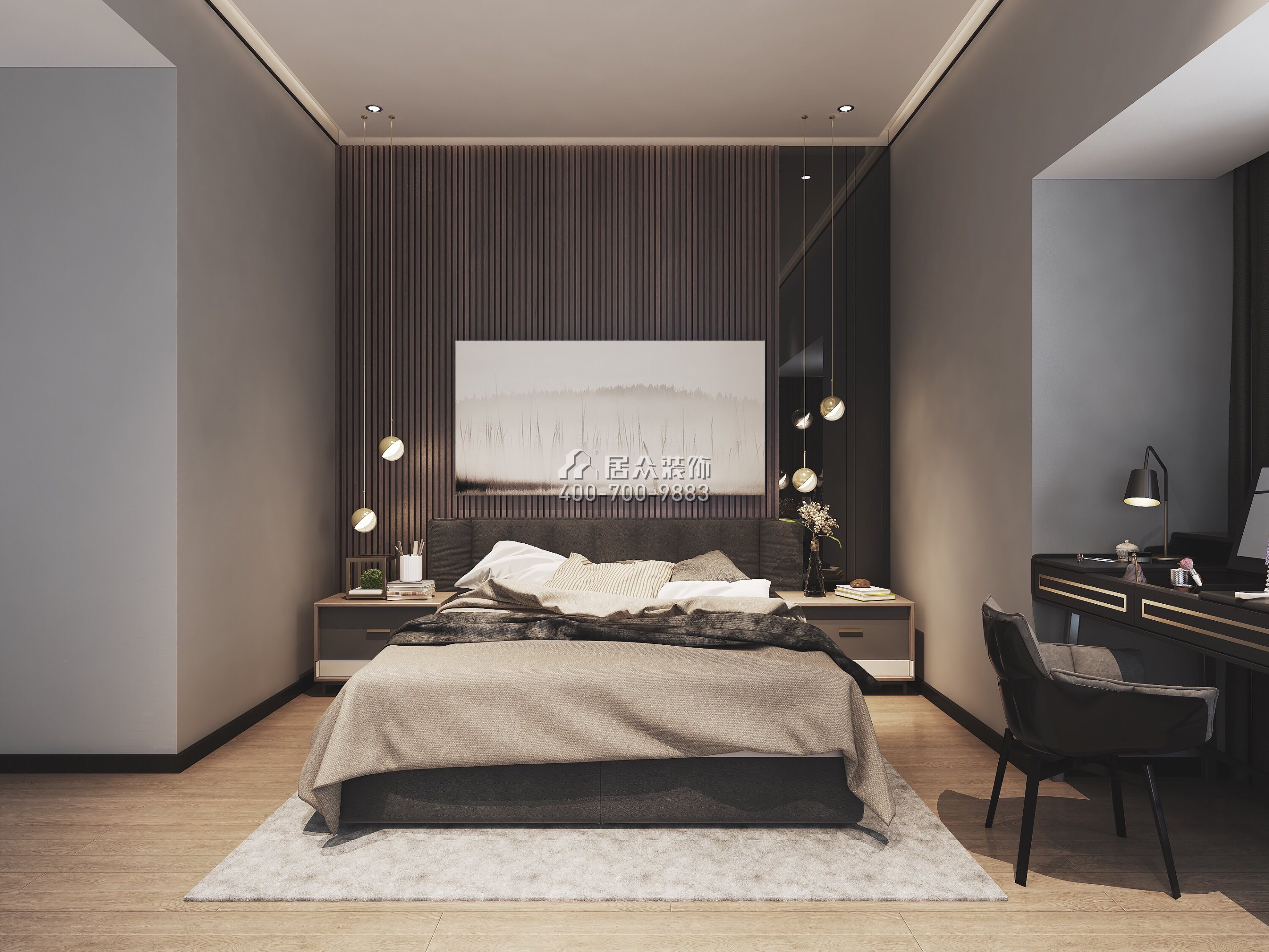 豪方天际78平方米现代简约风格平层户型卧室装修效果图