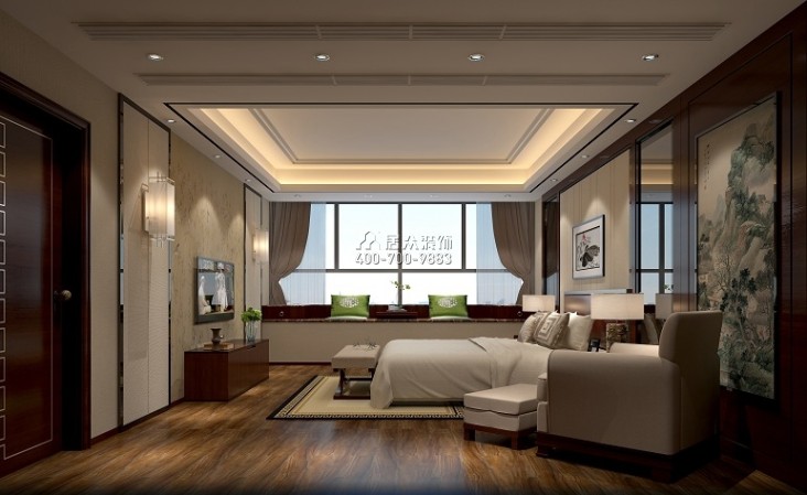 世茂玉锦湾213平方米中式风格平层户型卧室装修效果图