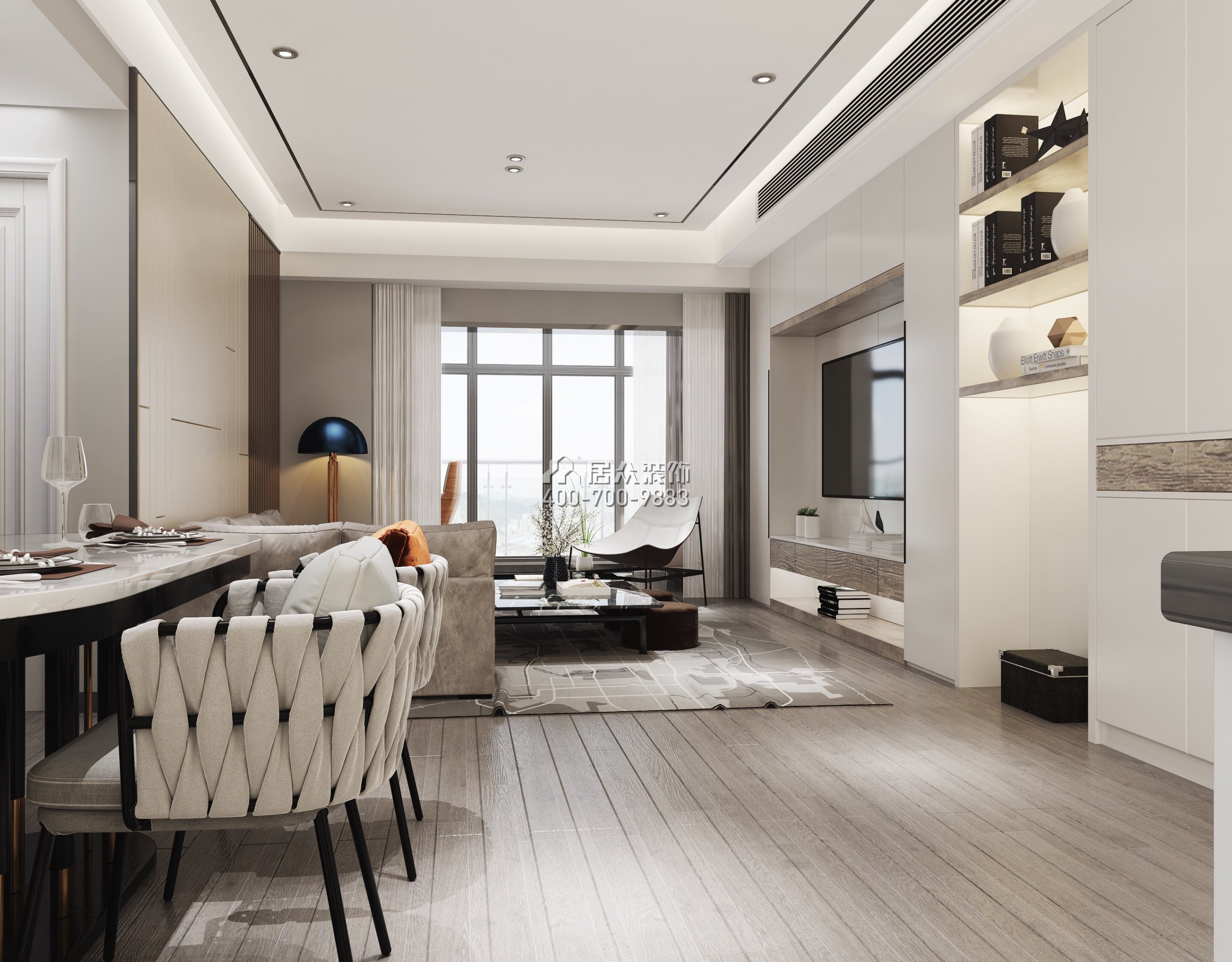 碧海君庭88平方米現代簡約風格平層戶型客廳裝修效果圖