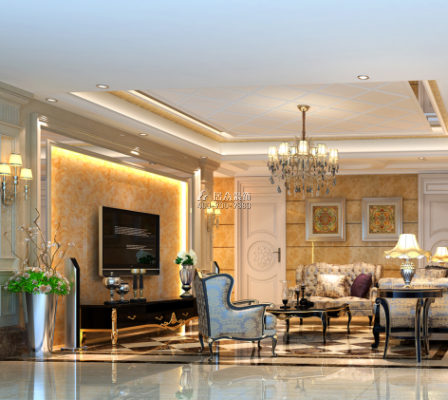 山语清晖177平方米欧式风格平层户型客厅装修效果图