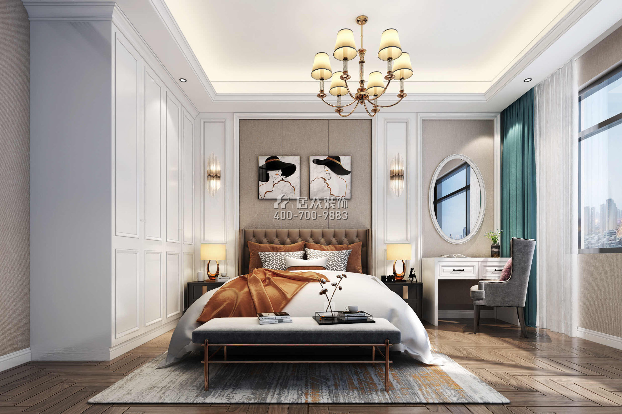 远洋繁花里265平方米欧式风格别墅户型卧室装修效果图