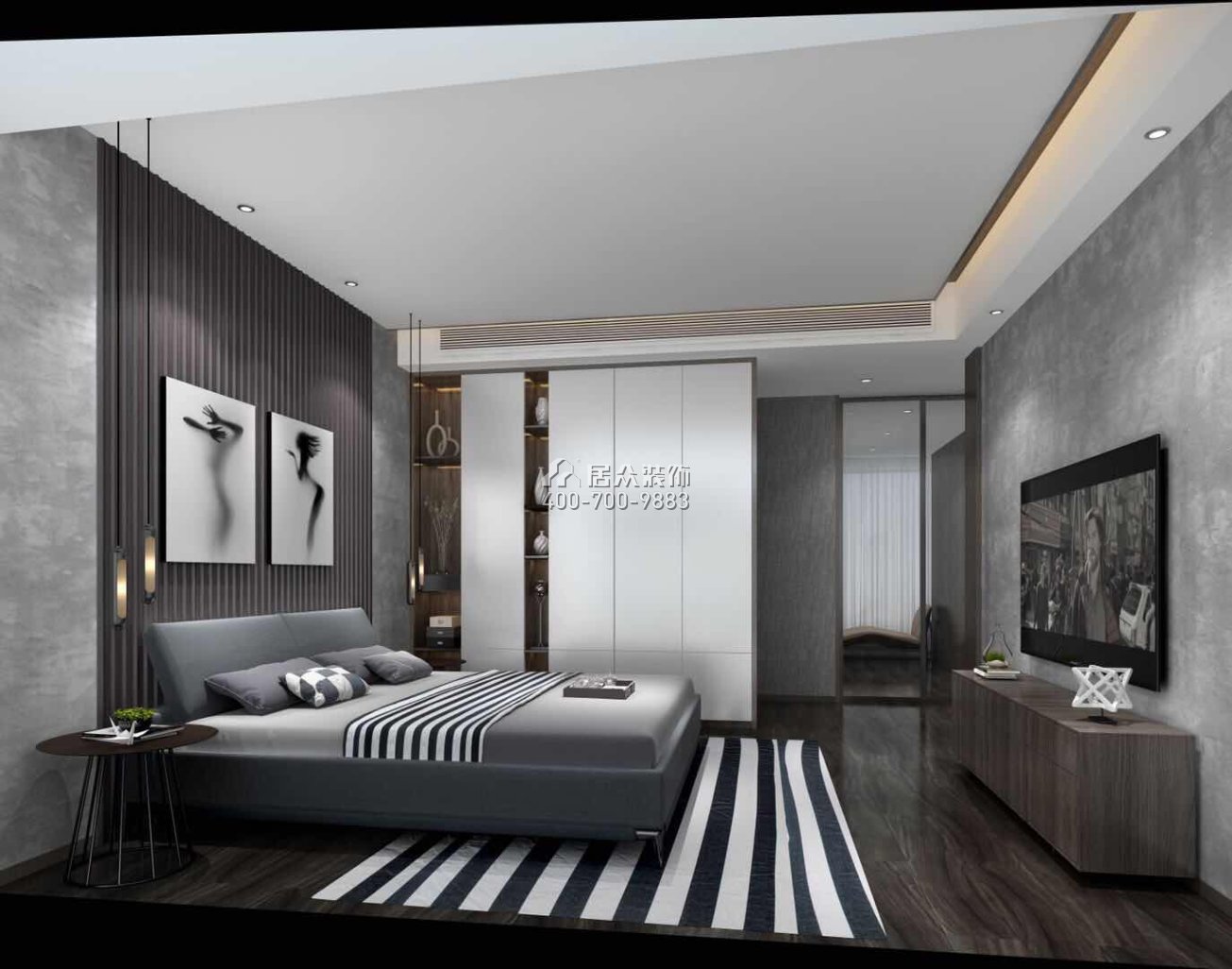 香山里花园一期179平方米现代简约风格平层户型卧室装修效果图