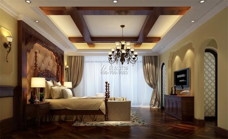 美的城390平方米美式风格别墅户型卧室装修效果图