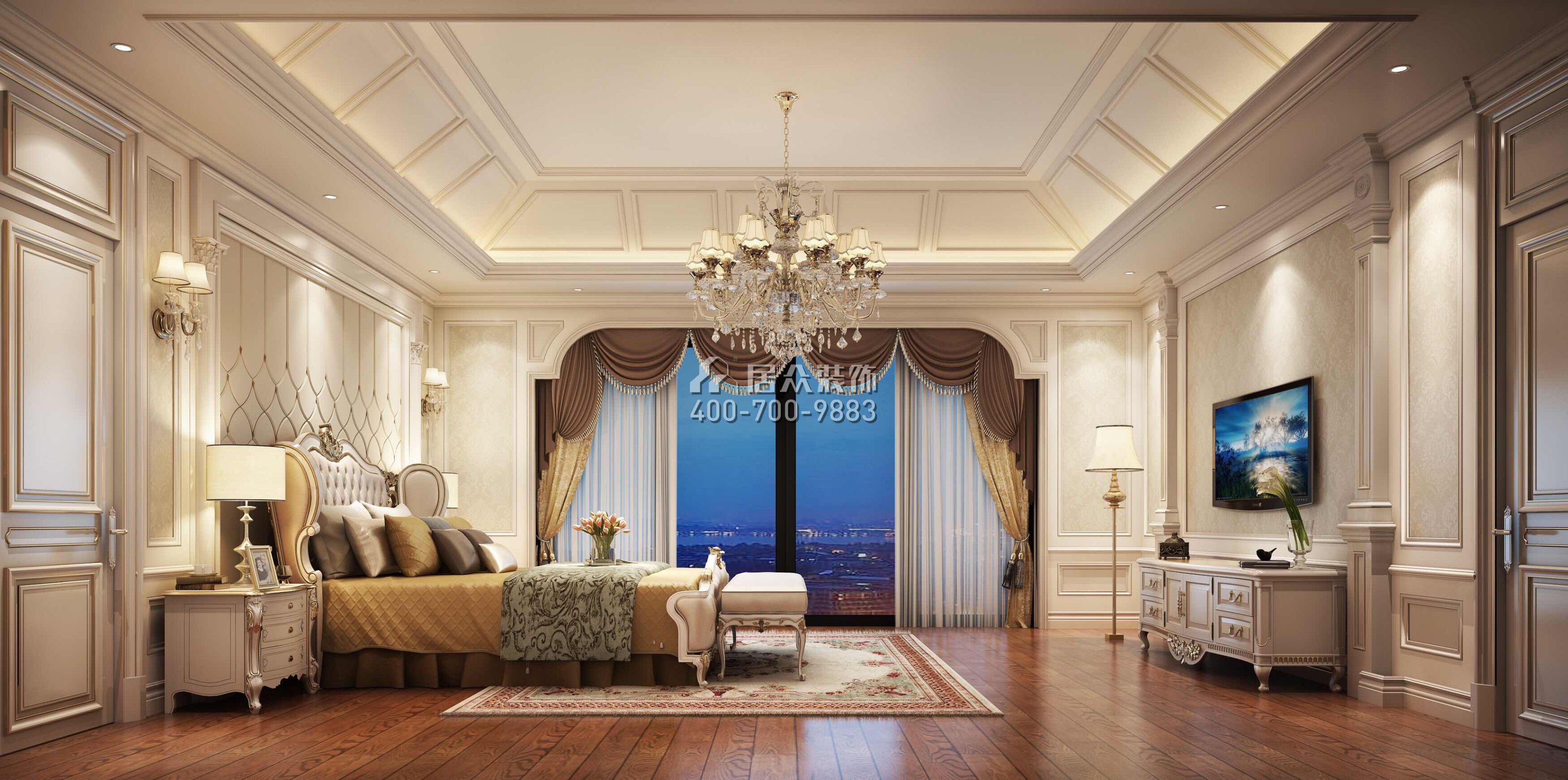 海逸豪庭御翠湖畔1100平方米欧式风格别墅户型卧室装修效果图