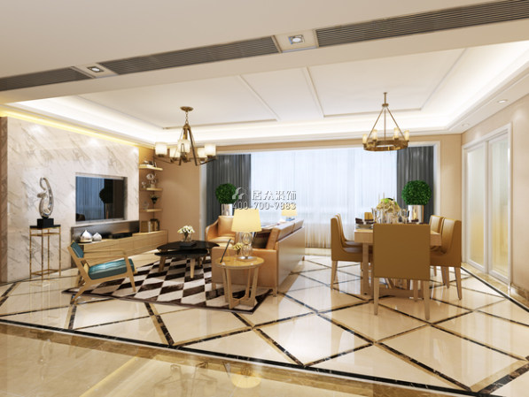 北辰E3160平方米中式风格平层户型客厅装修效果图