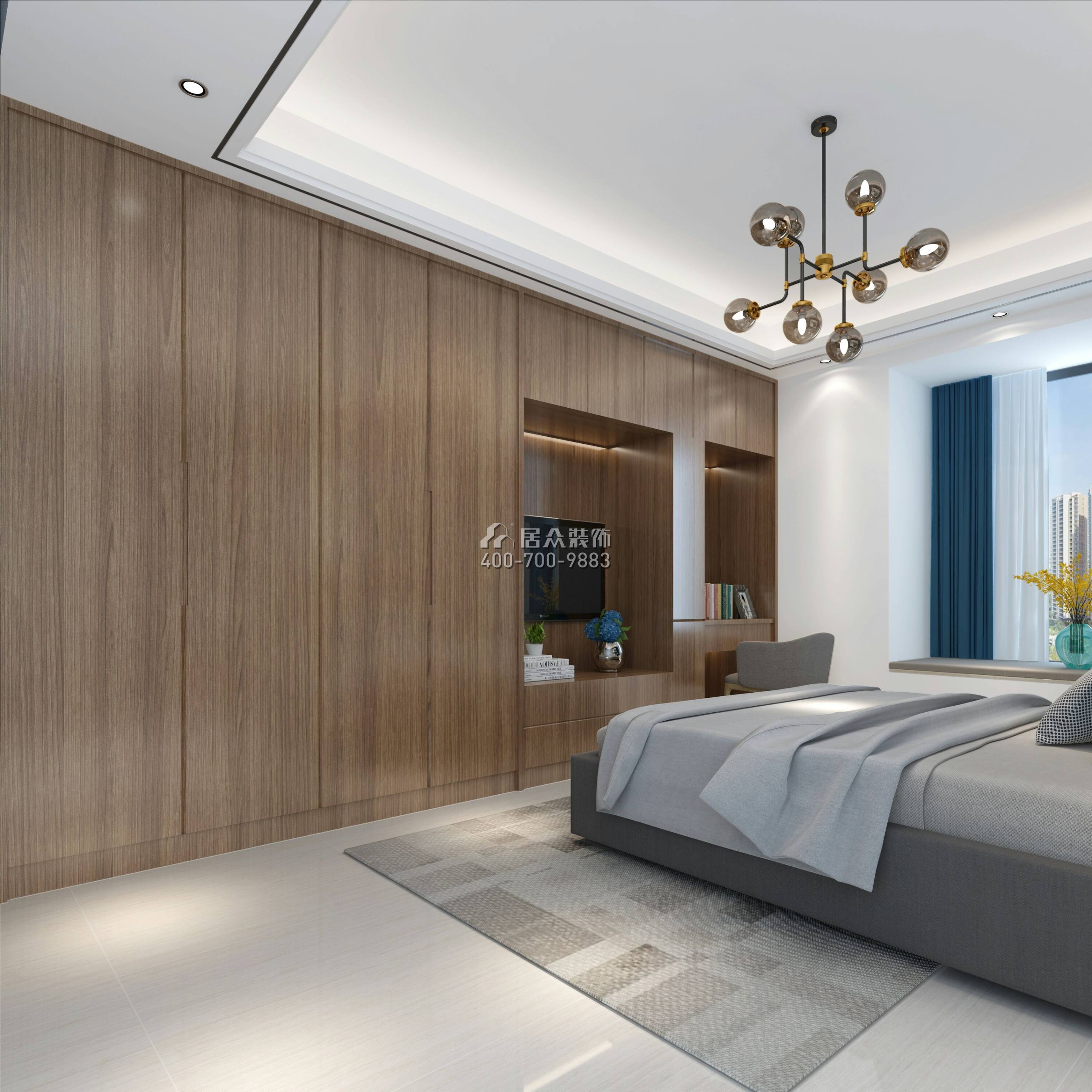 润科华府129平方米现代简约风格平层户型卧室装修效果图