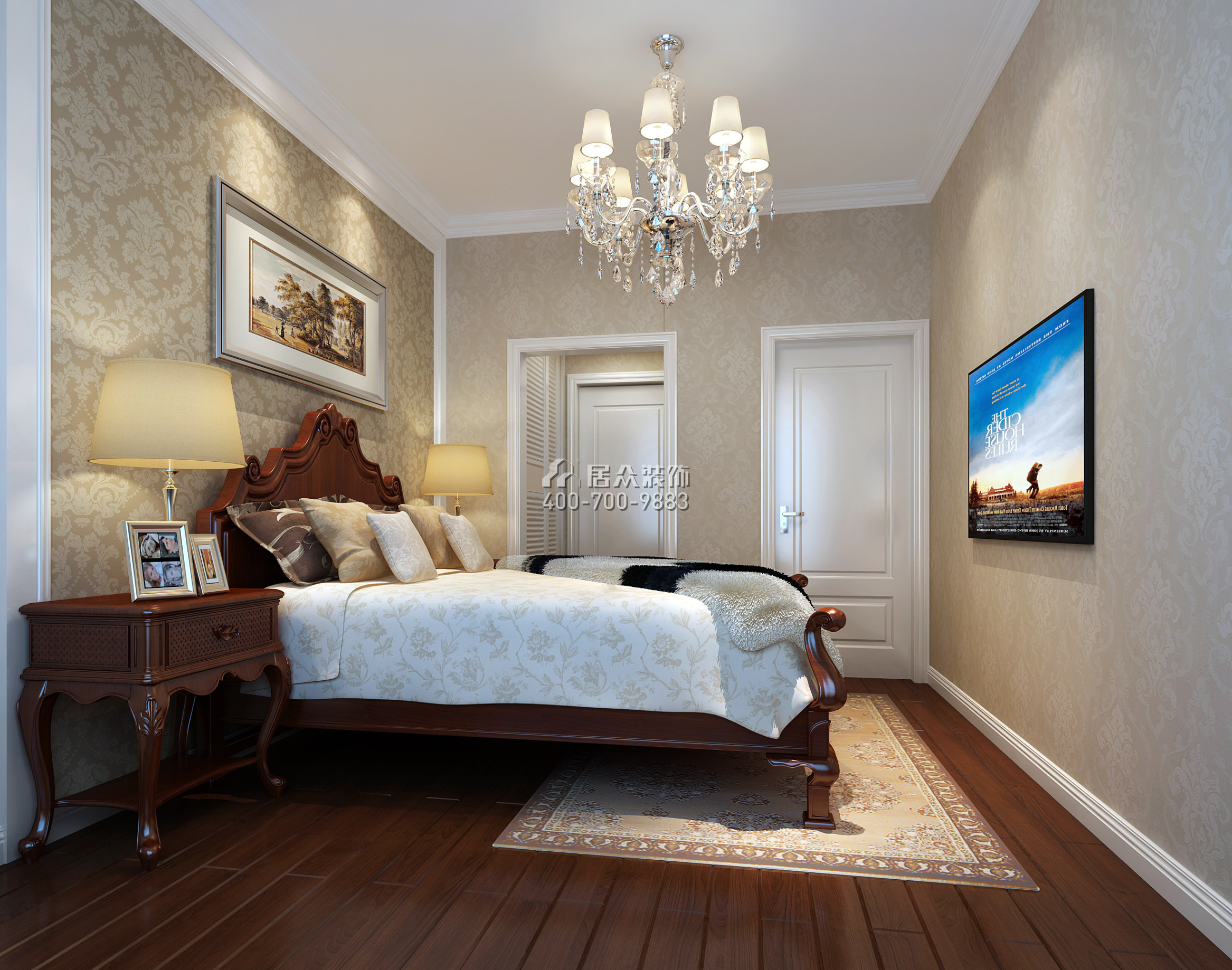 华联城市全景花园140平方米美式风格平层户型卧室装修效果图