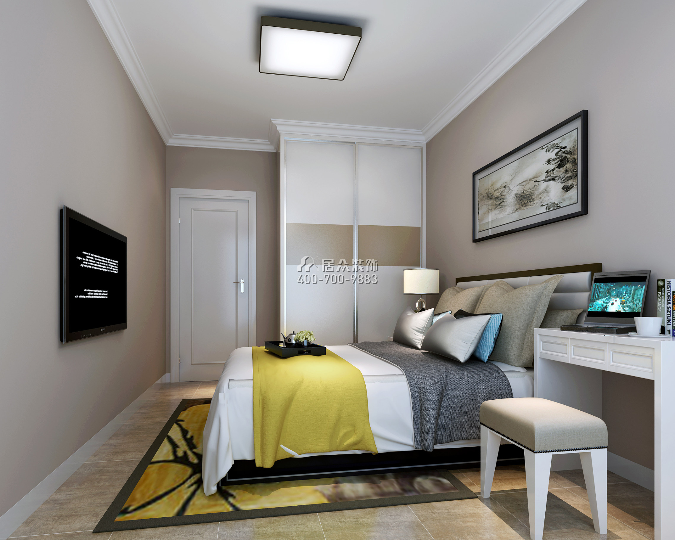 華盛·西薈城4期89平方米現代簡約風格平層戶型臥室裝修效果圖