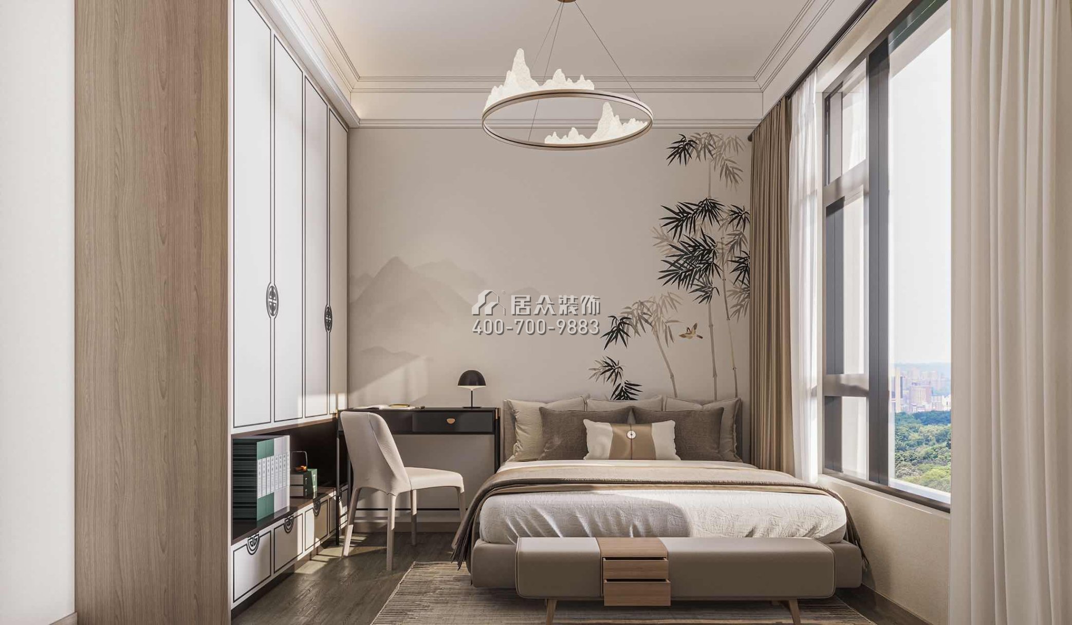 中海汤泉450平方米中式风格别墅户型卧室装修效果图
