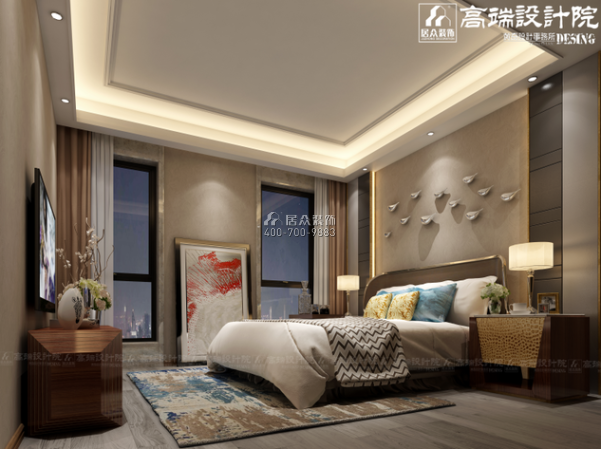 万国府250平方米现代简约风格平层户型卧室装修效果图