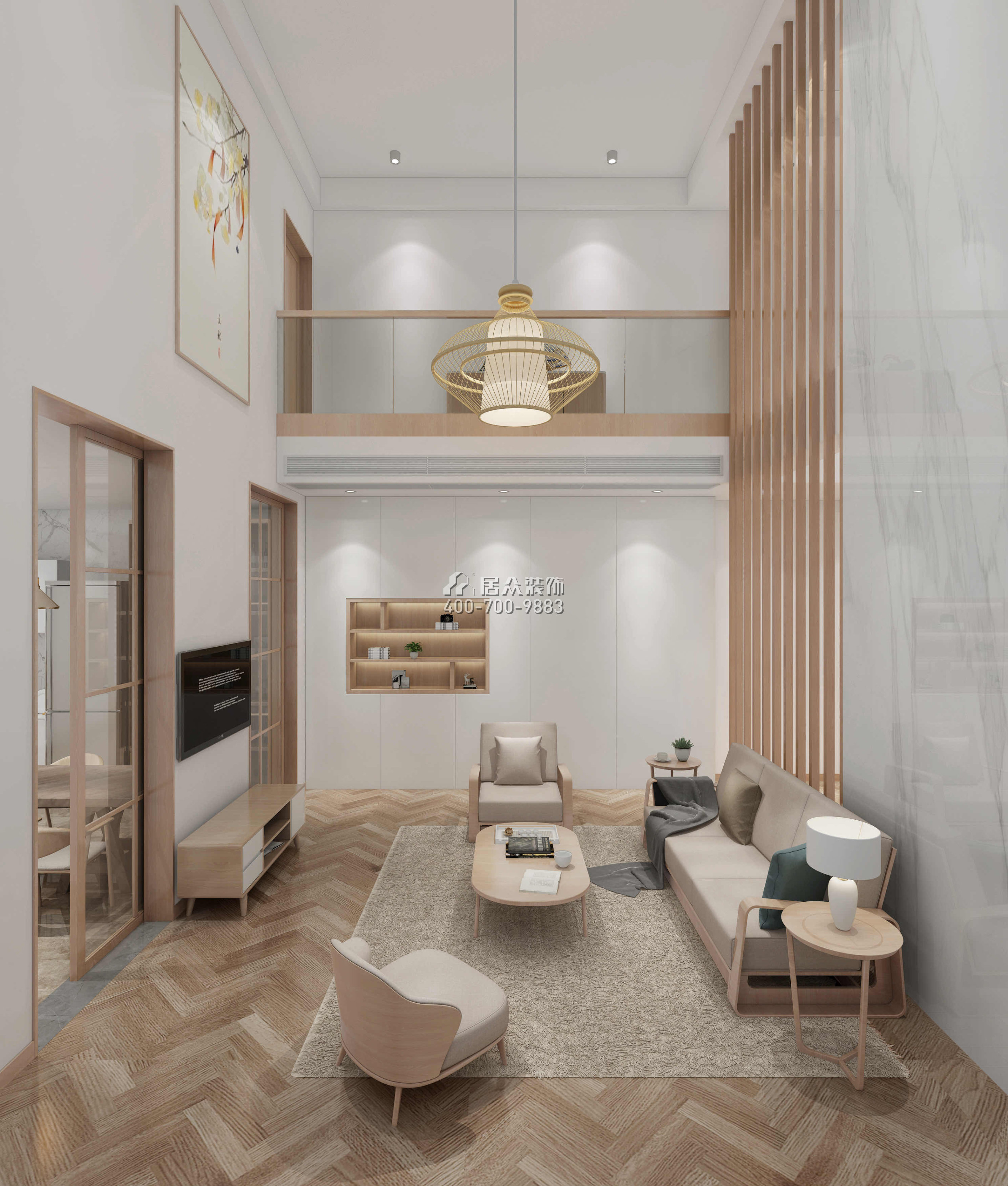 中信紅樹山330平方米現代簡約風格別墅戶型客廳裝修效果圖