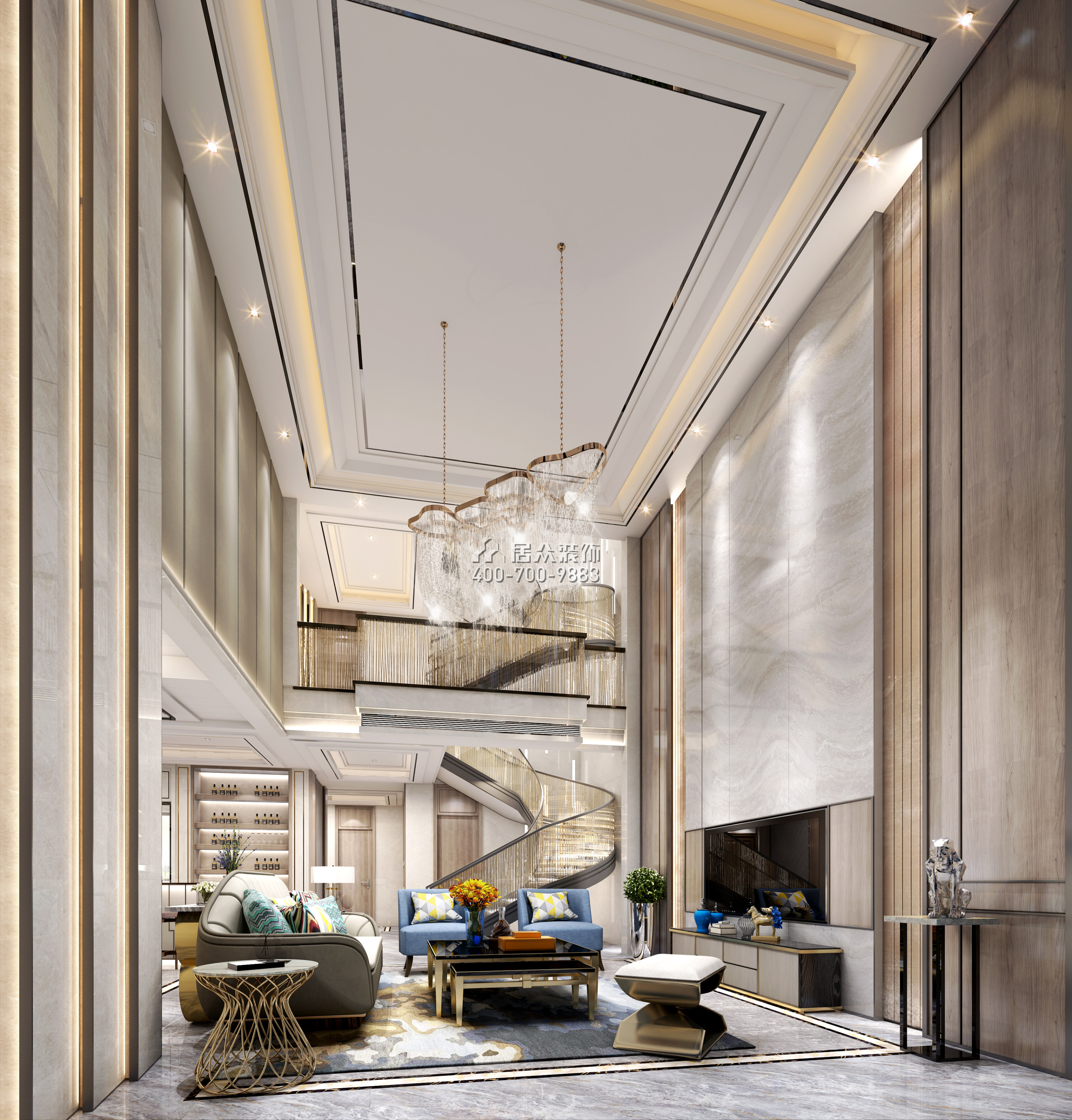 海逸豪庭326平方米混搭風格別墅戶型客廳裝修效果圖