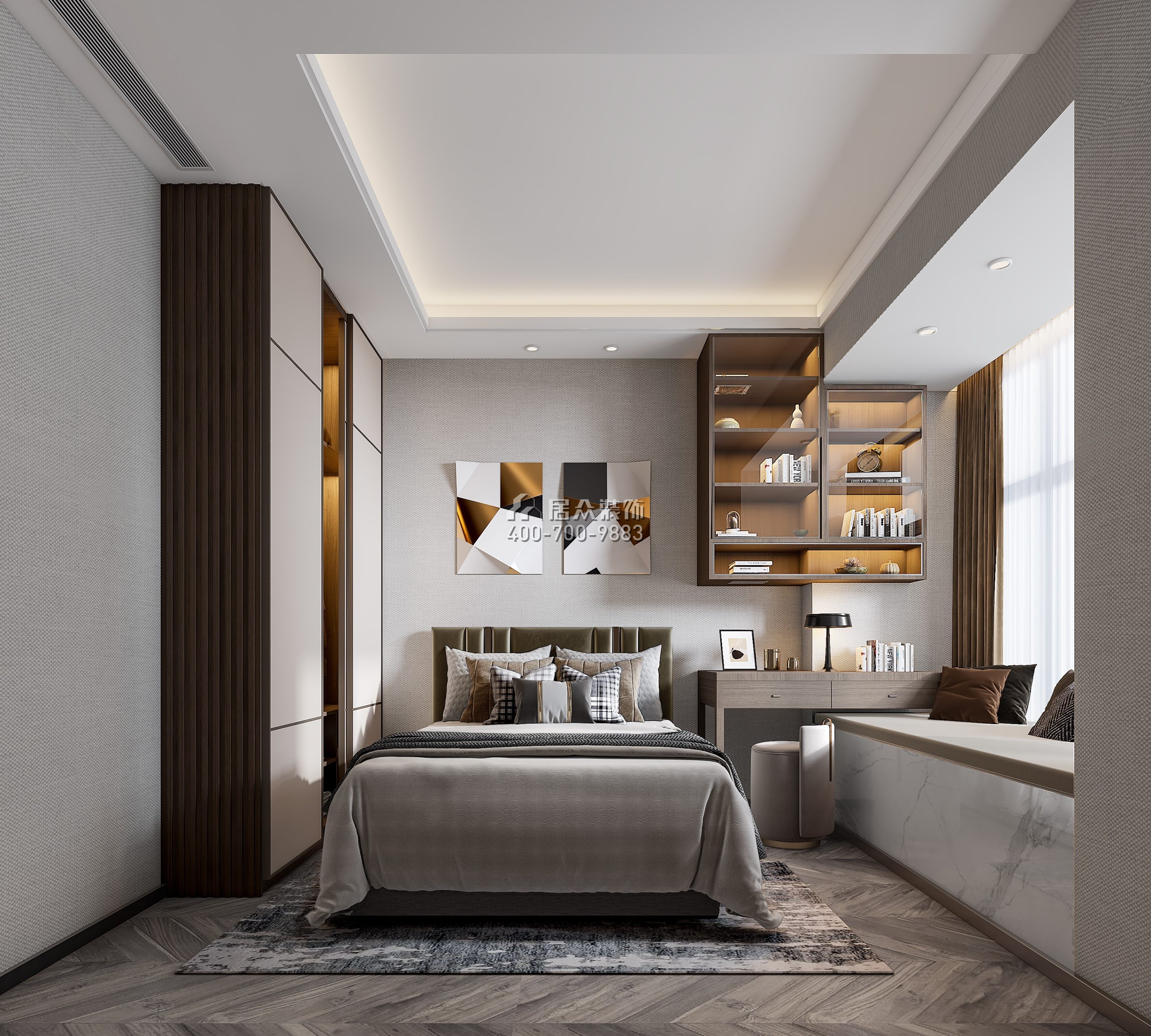 天鹅堡三期122平方米现代简约风格平层户型卧室装修效果图