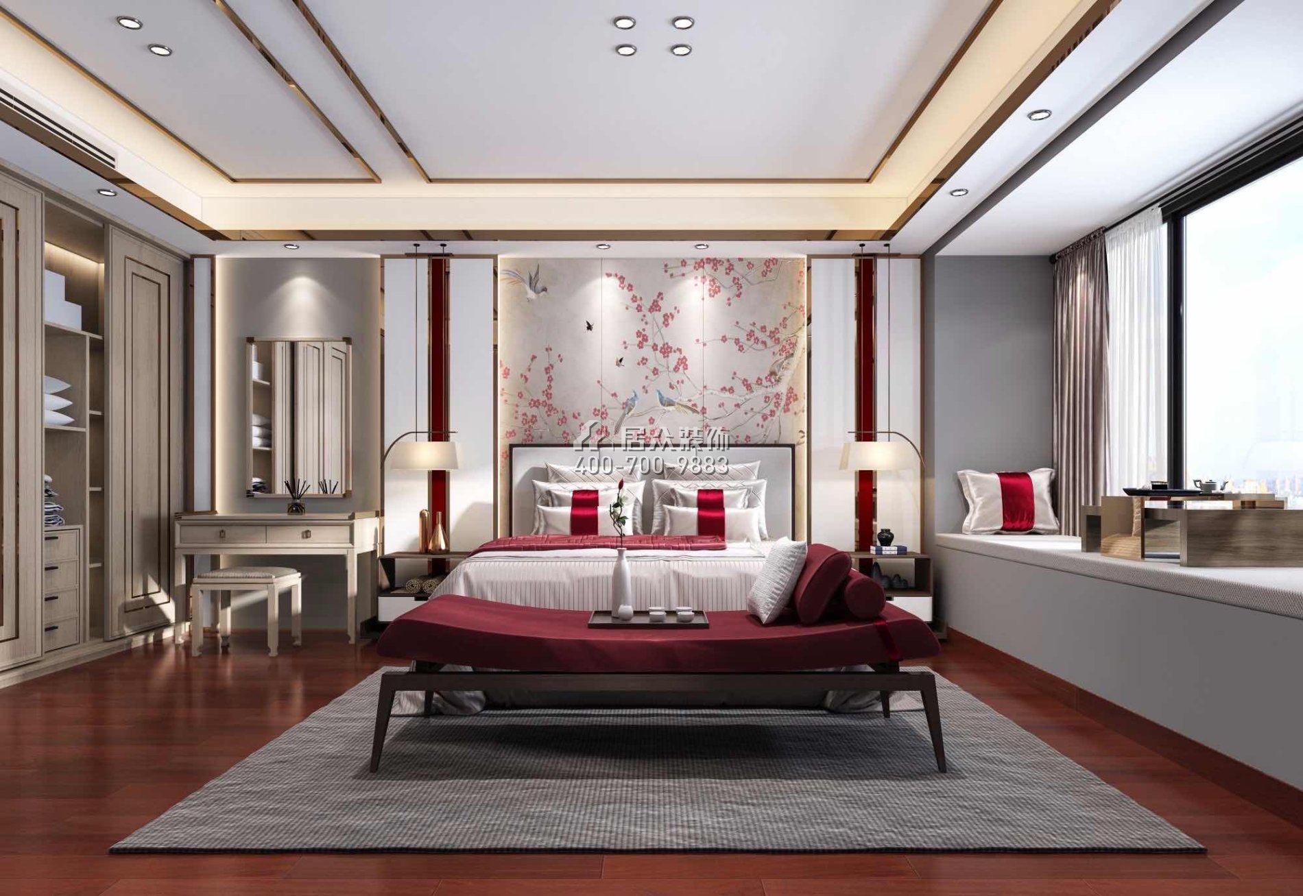广东省珠海市香洲区216平方米中式风格平层户型卧室装修效果图