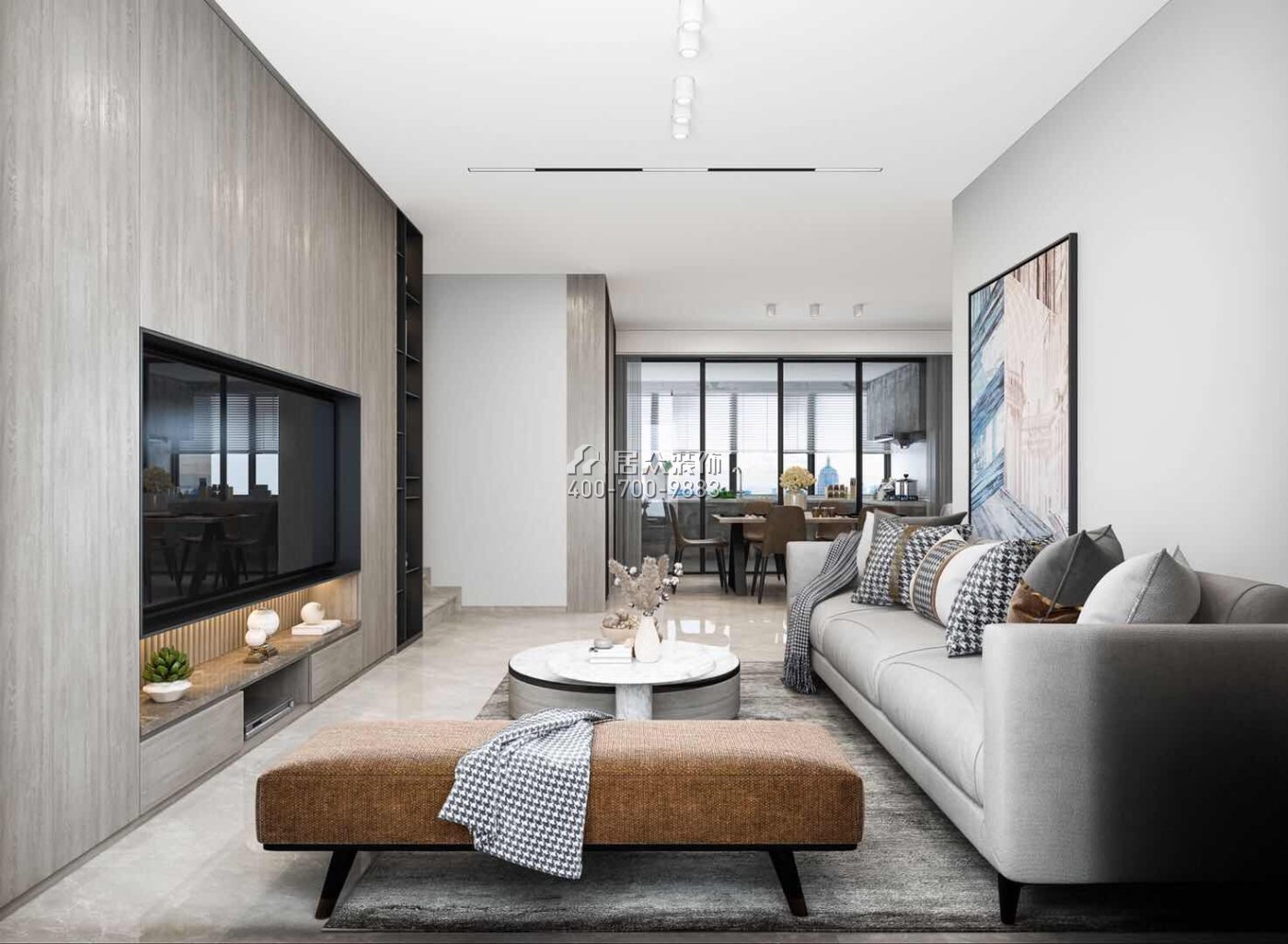 星海名城110平方米现代简约风格平层户型客厅装修效果图