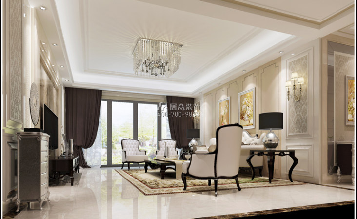 保利东江首府218平方米欧式风格平层户型客厅装修效果图