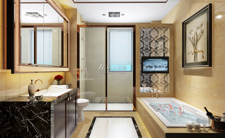 碧桂园380平方米中式风格平层户型卫生间装修效果图