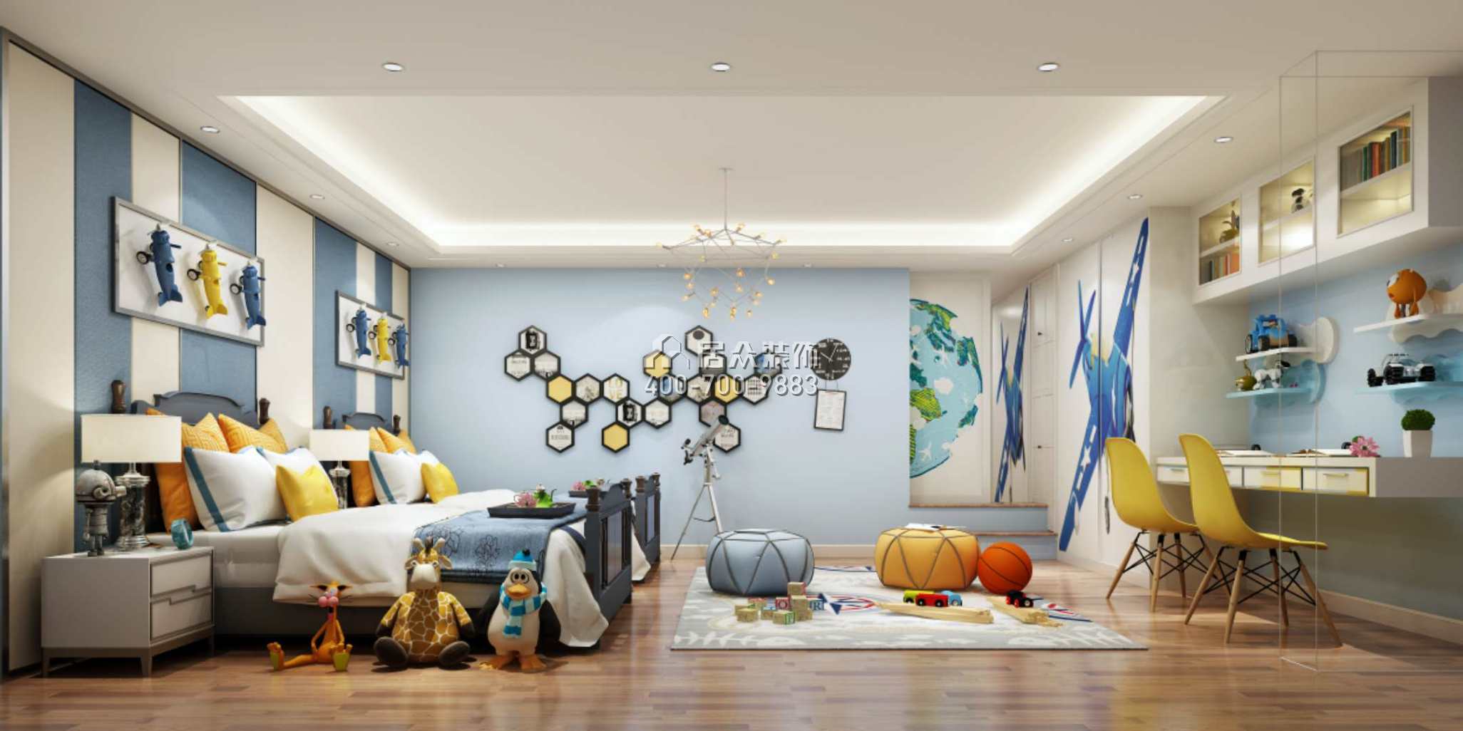海逸豪庭尚都280平方米中式風格別墅戶型兒童房裝修效果圖