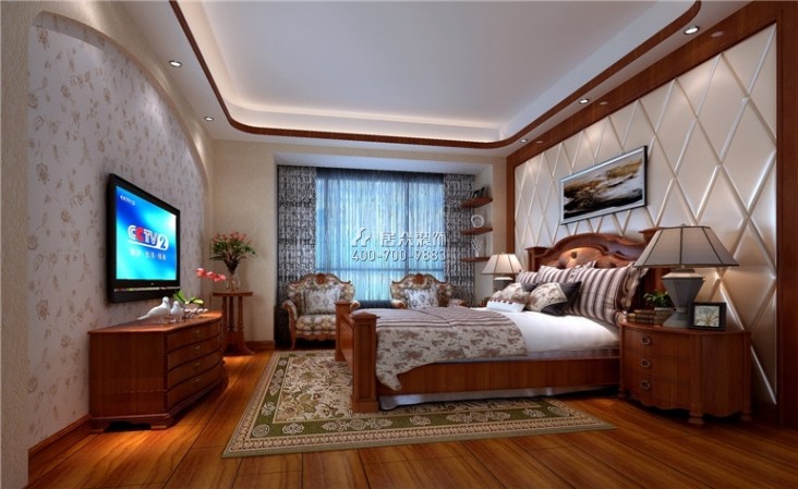 地标广场165平方米美式风格平层户型卧室装修效果图