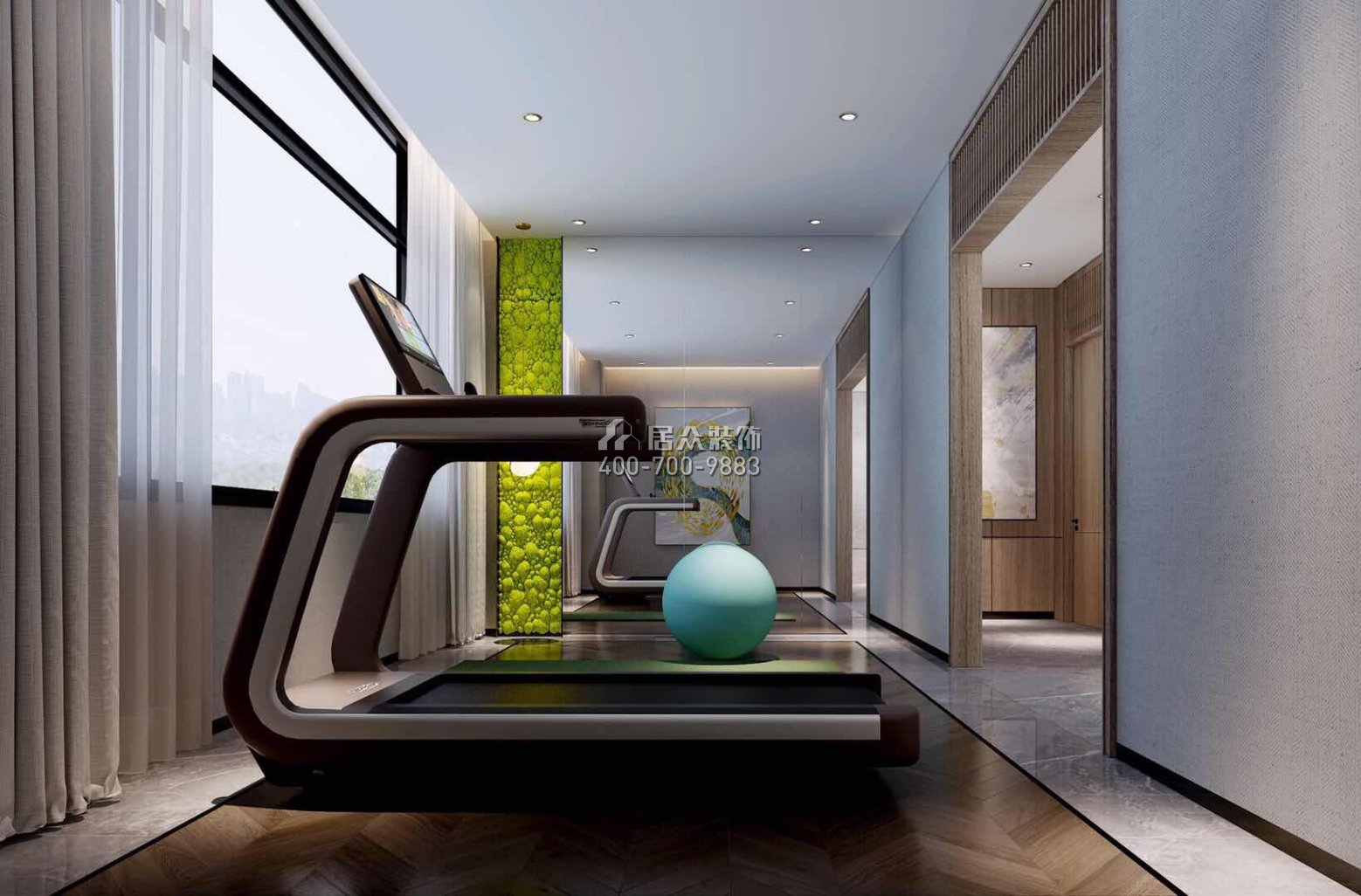 自建房300平方米现代简约风格平层户型家庭健身房装修效果图