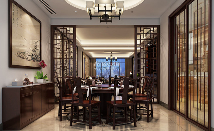 凯茵新城梵登303平方米中式风格平层户型餐厅装修效果图