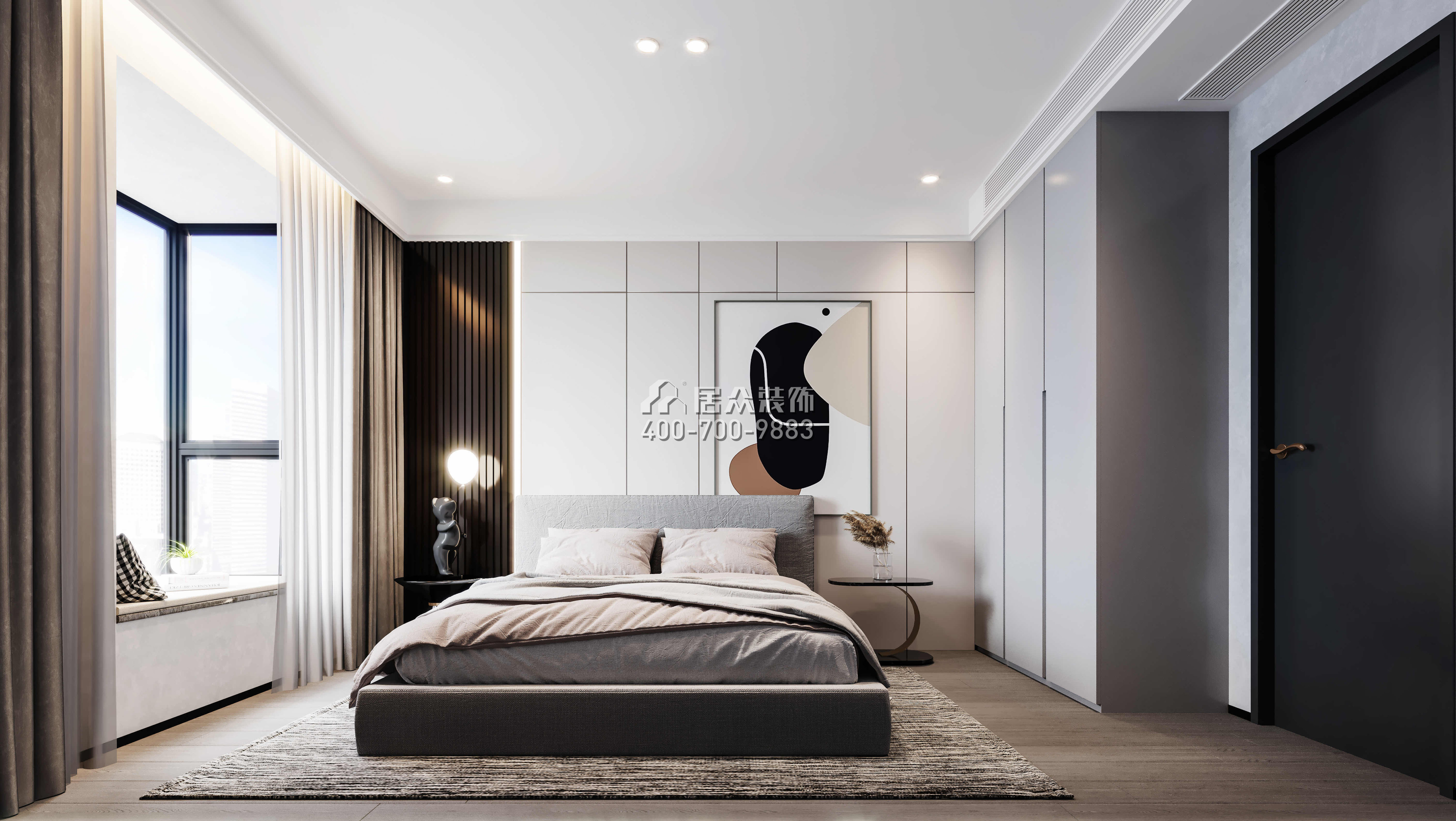 发展兴苑270平方米现代简约风格平层户型卧室装修效果图