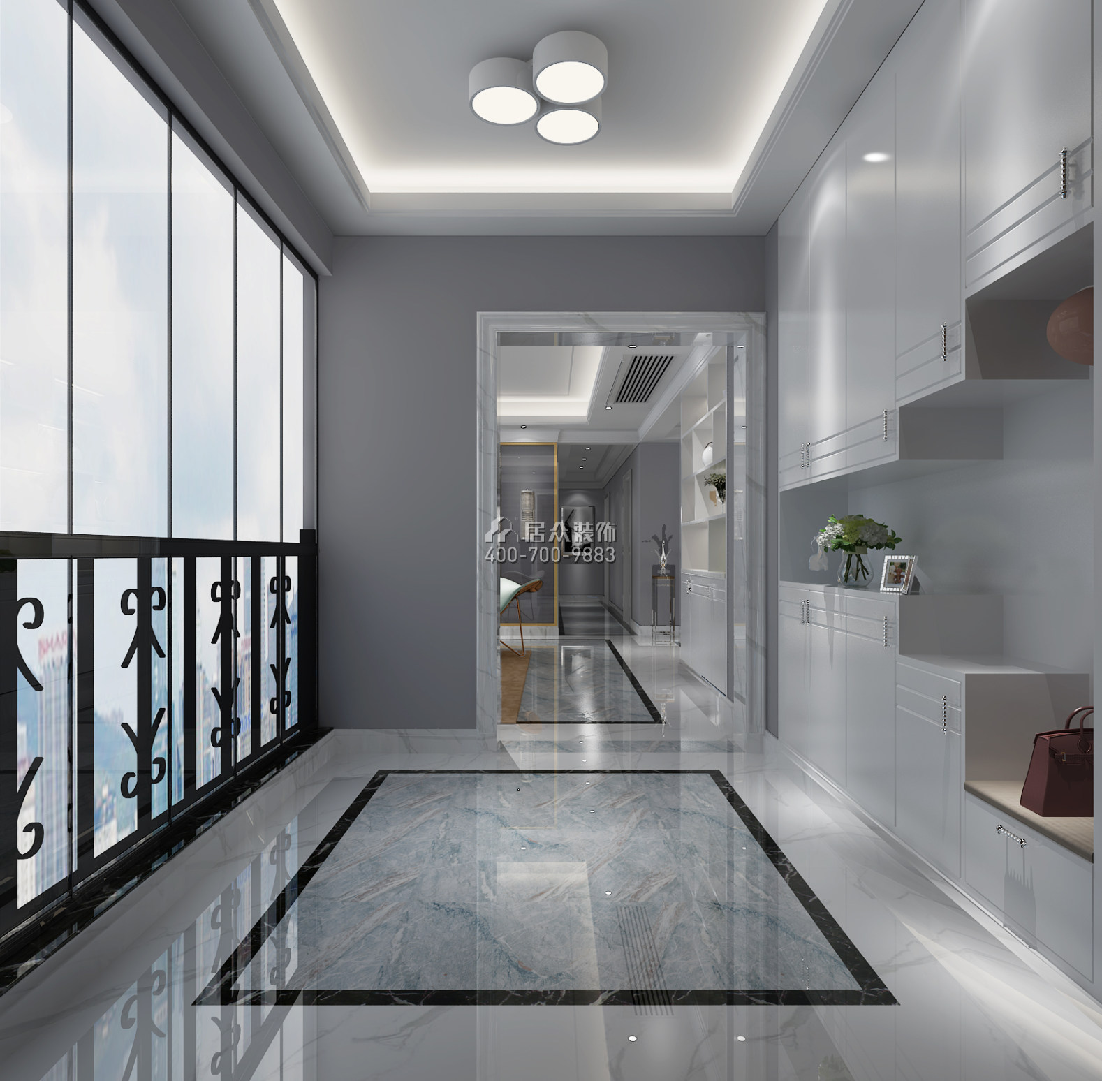 金海湾豪庭176平方米现代简约风格平层户型玄关装修效果图