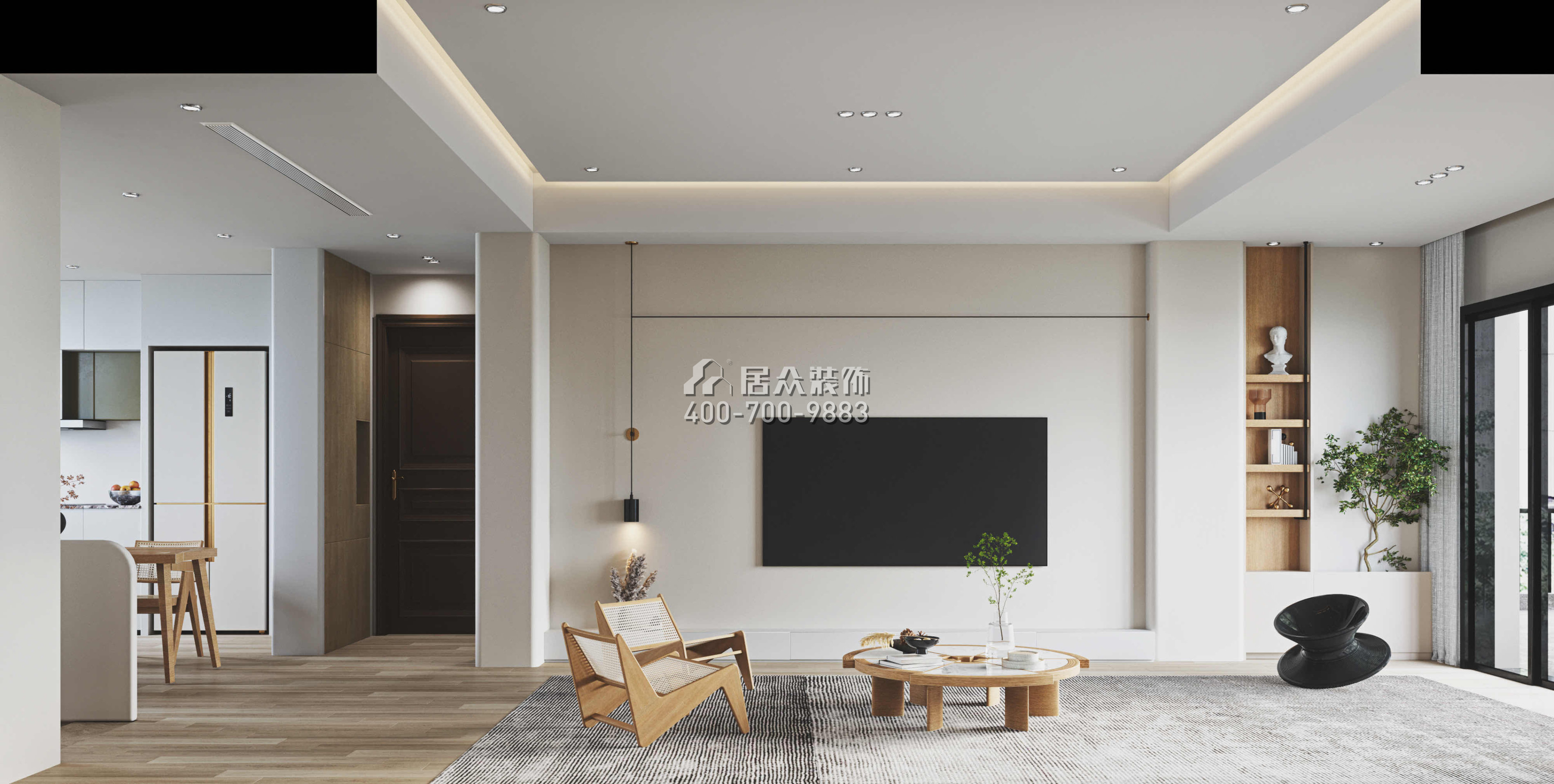 翠湖香山別苑320平方米現代簡約風格復式戶型客廳裝修效果圖