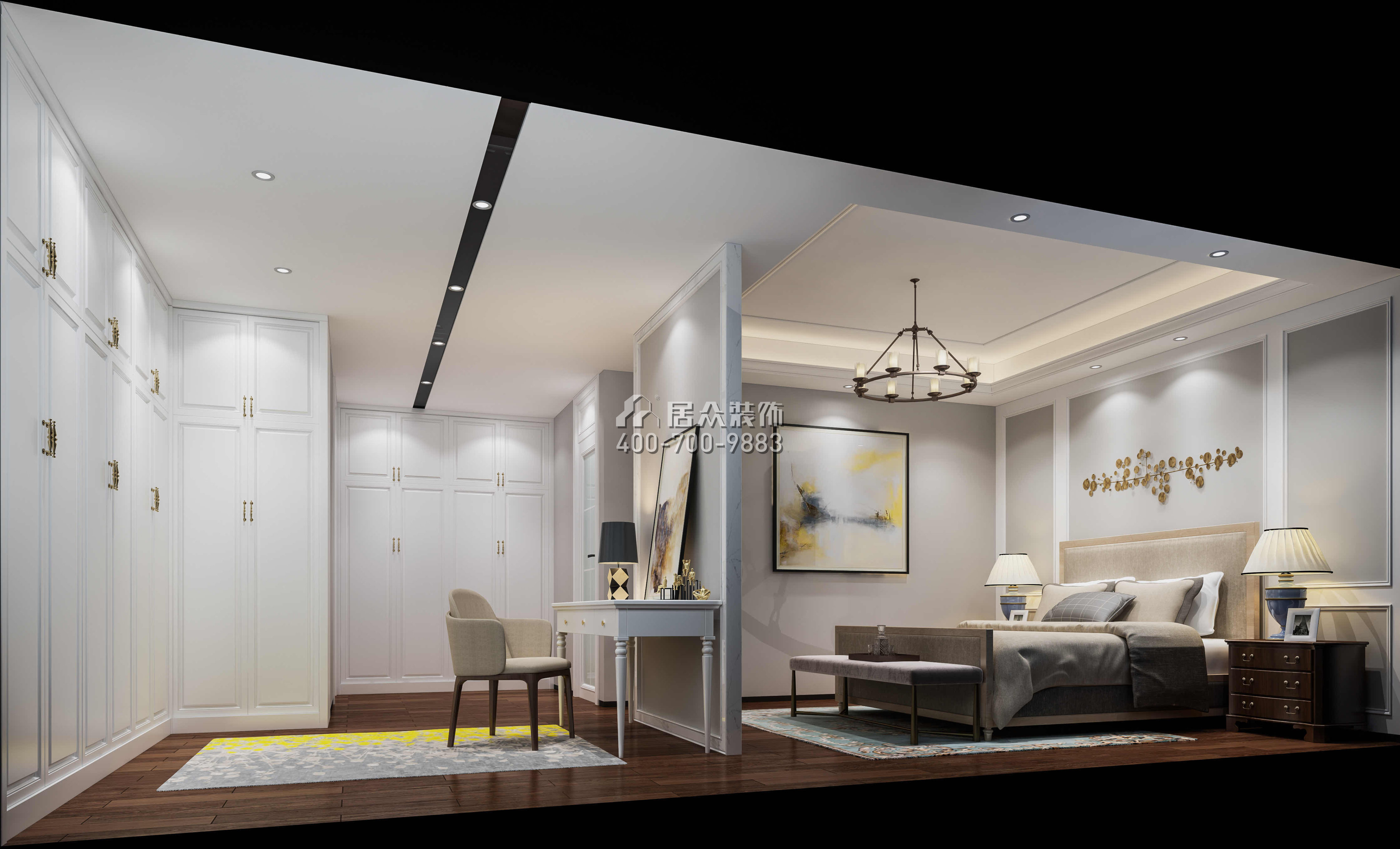 中信红树湾220平方米现代简约风格平层户型卧室装修效果图