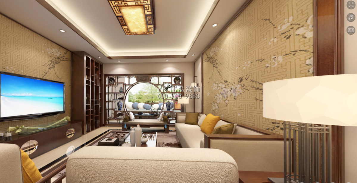 碧桂园天玺湾150平方米中式风格平层户型客厅装修效果图