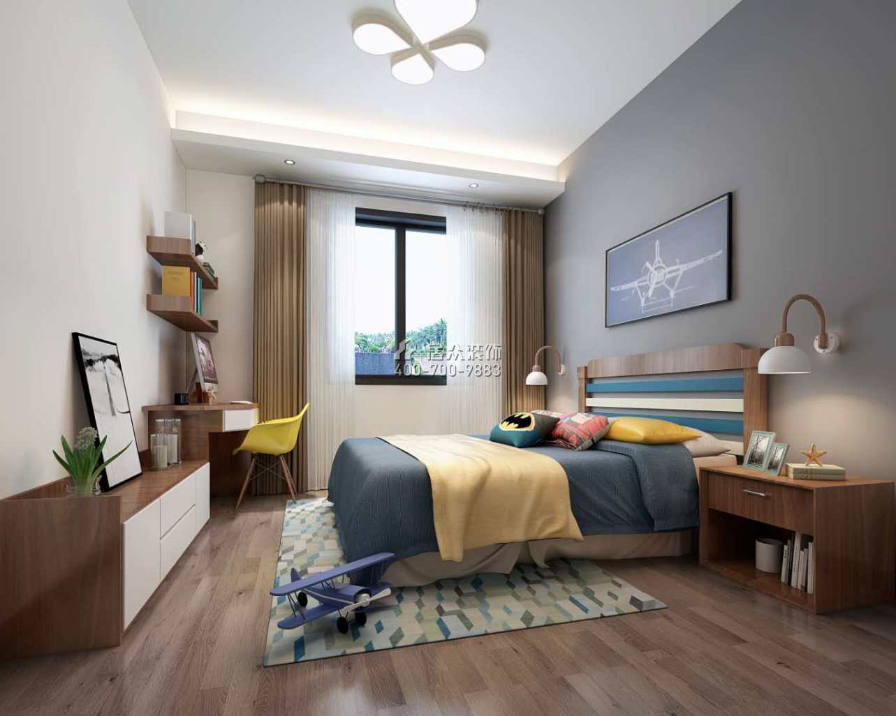 泉州中駿天峰240平方米現代簡約風格復式戶型臥室裝修效果圖