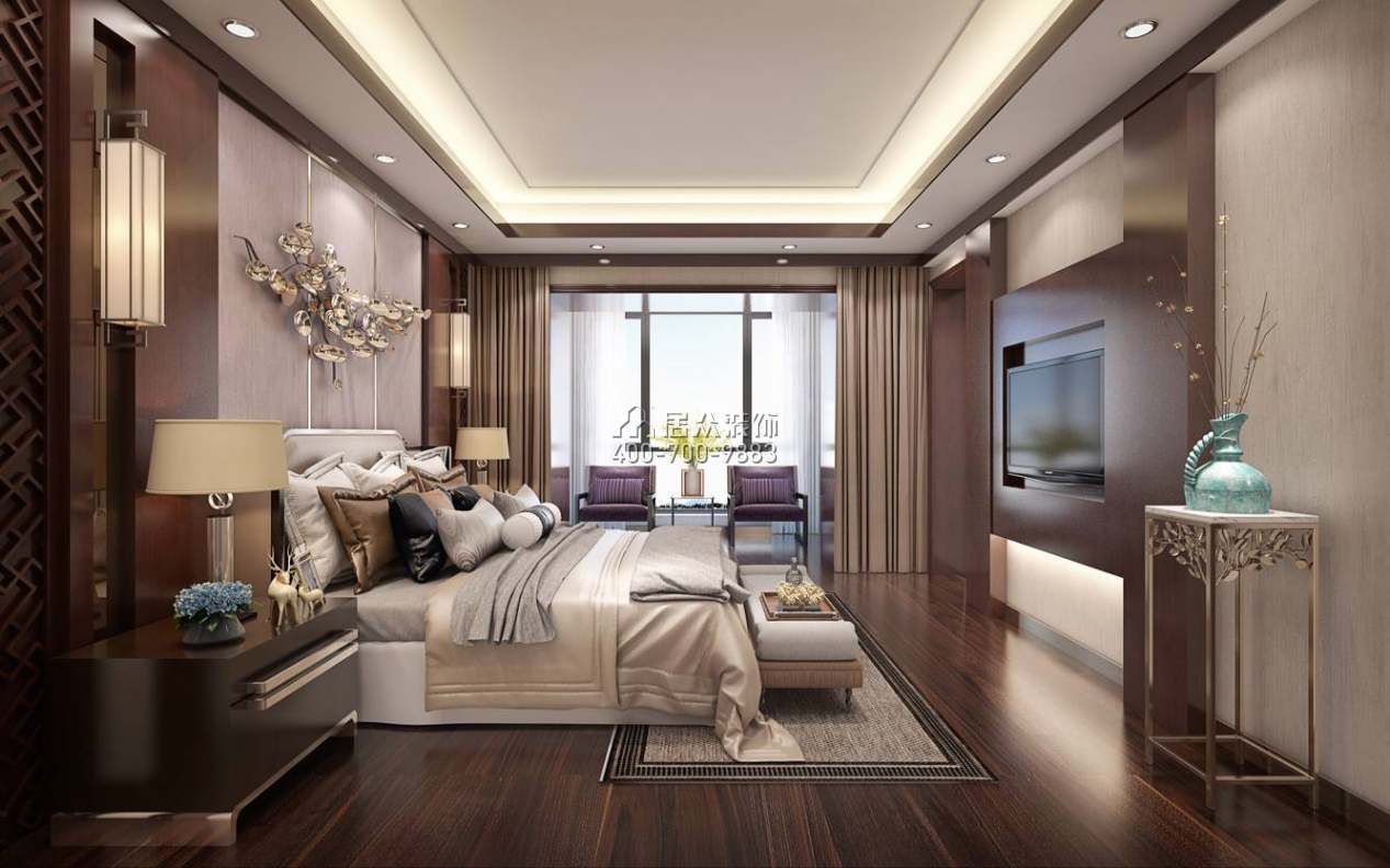 中航城国际社区430平方米中式风格别墅户型卧室装修效果图