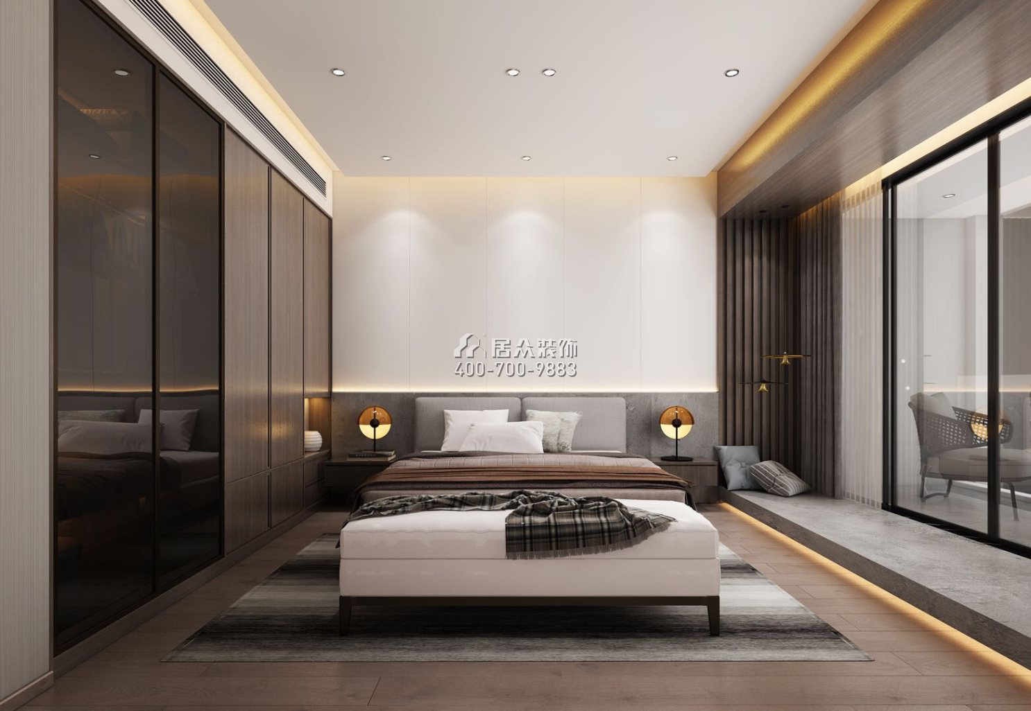 佳兆业城市广场190平方米现代简约风格复式户型卧室装修效果图