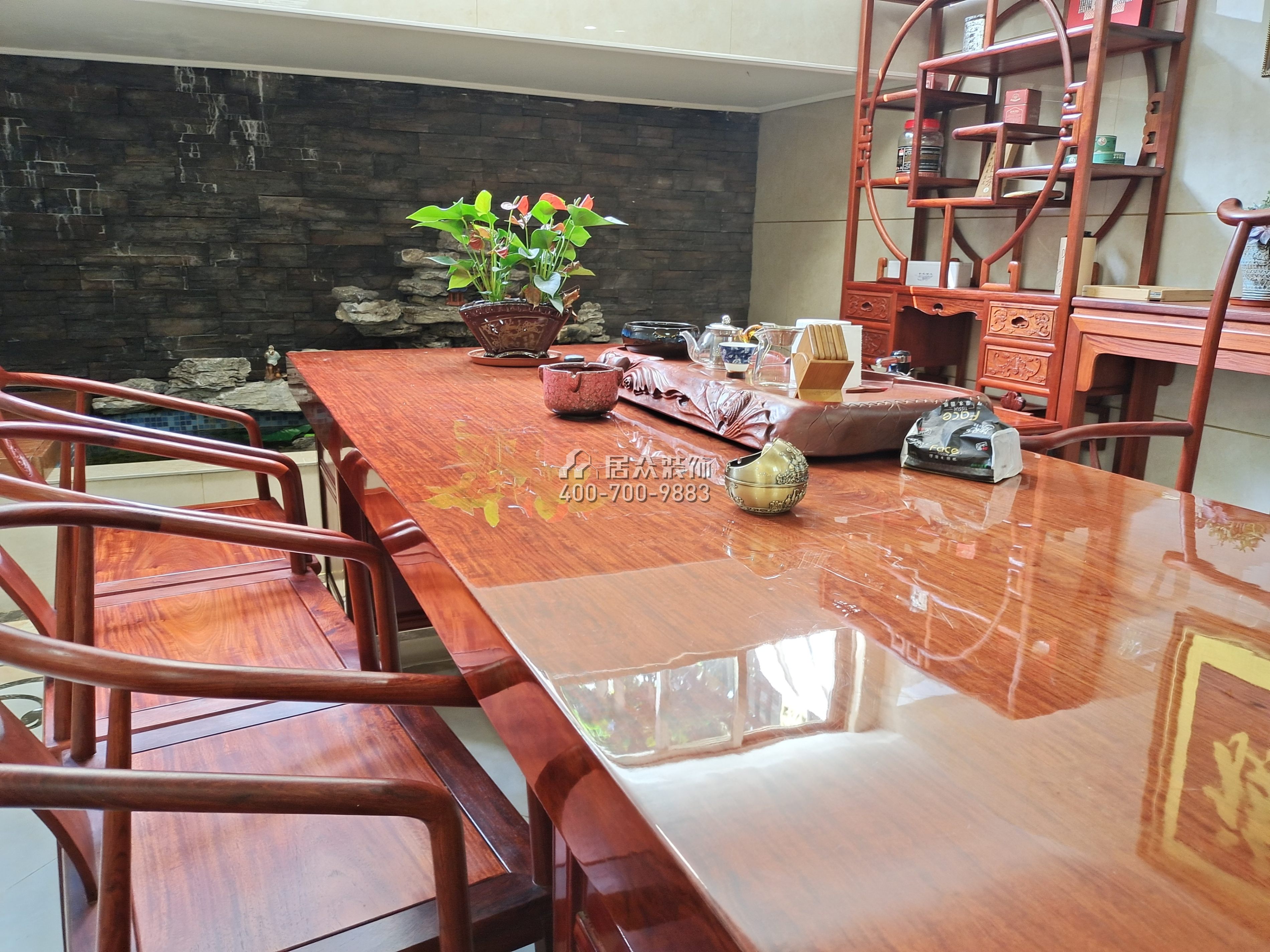 大朗碧桂園350平方米中式風格別墅戶型茶室裝修效果圖