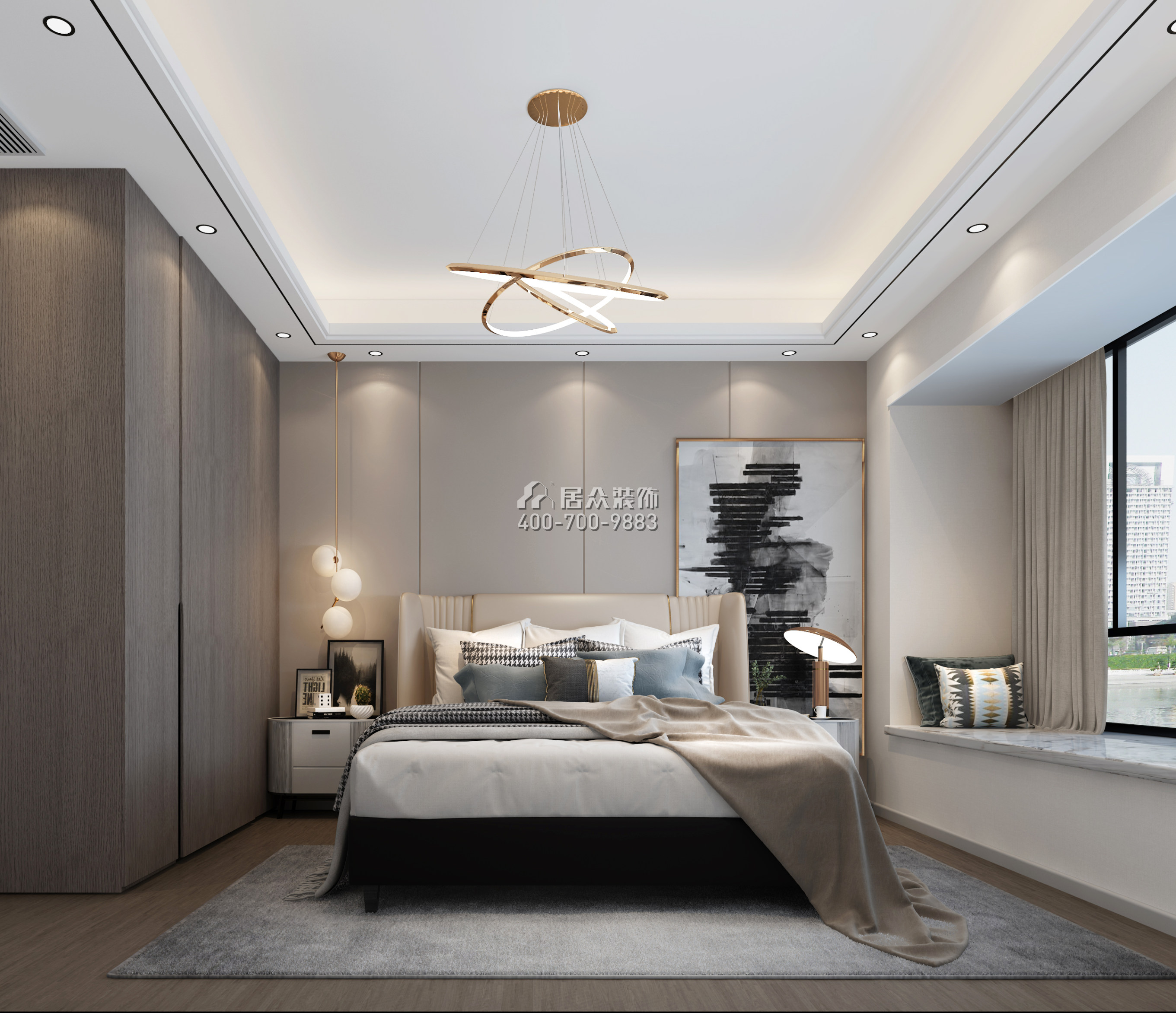 中信红树湾-三期300平方米现代简约风格平层户型卧室装修效果图