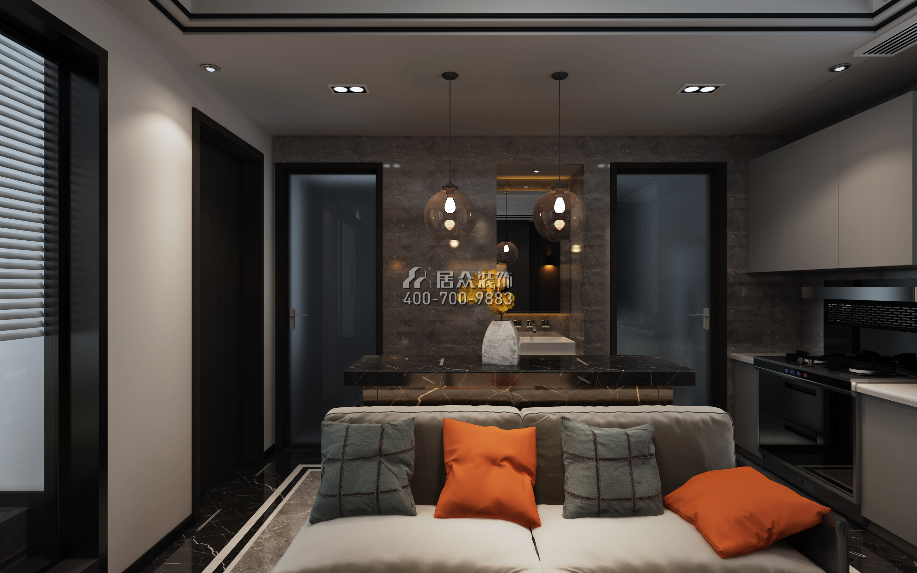 匯景城51平方米現代簡約風格平層戶型客廳裝修效果圖