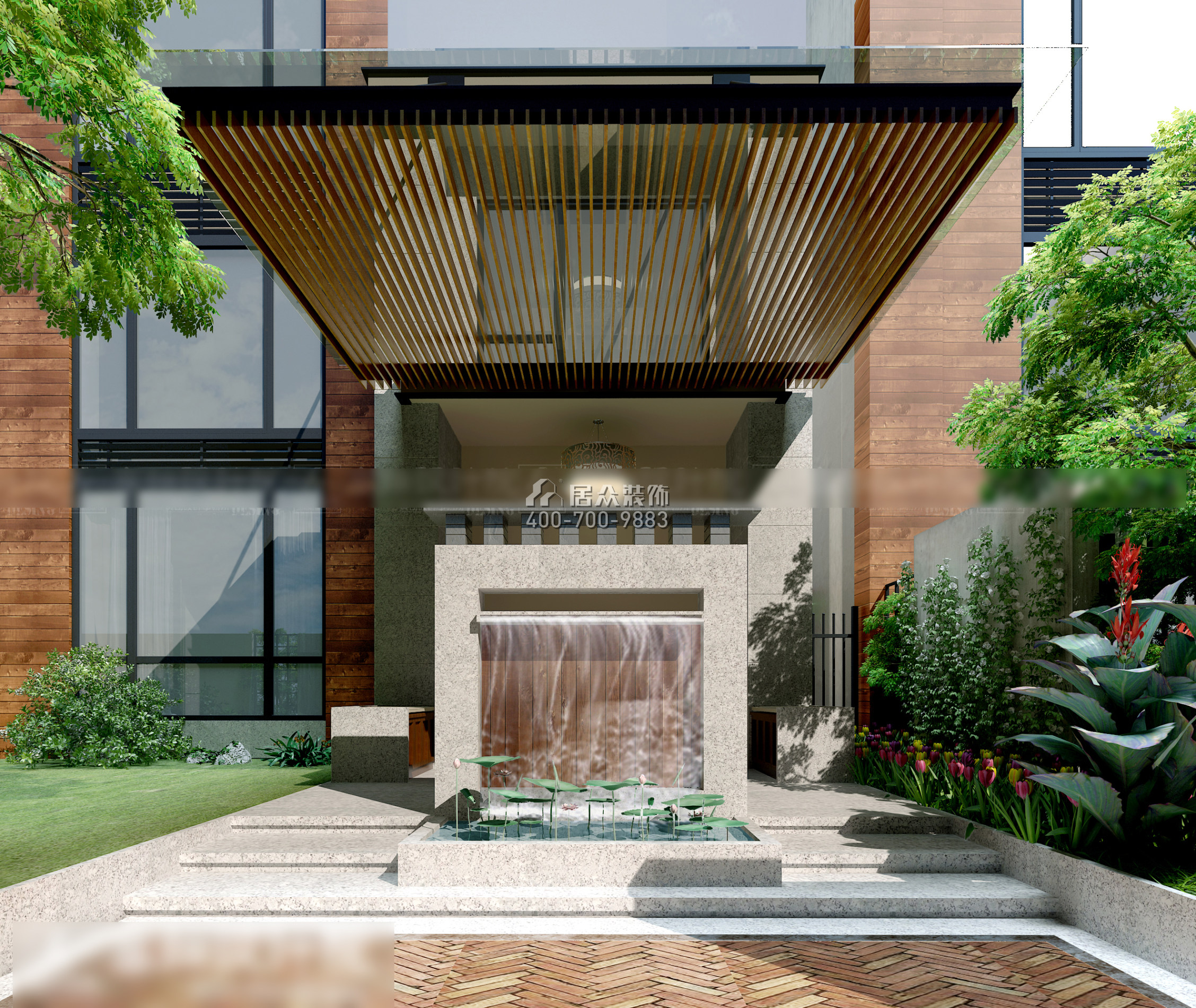 湘江一号560平方米其他风格别墅户型庭院装修效果图
