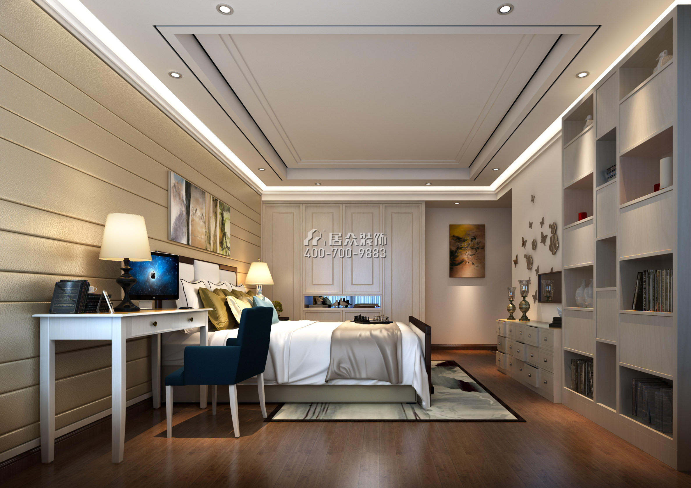 纯水岸十五期239平方米中式风格平层户型卧室装修效果图