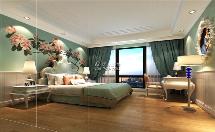 300平方米中式风格平层户型卧室装修效果图