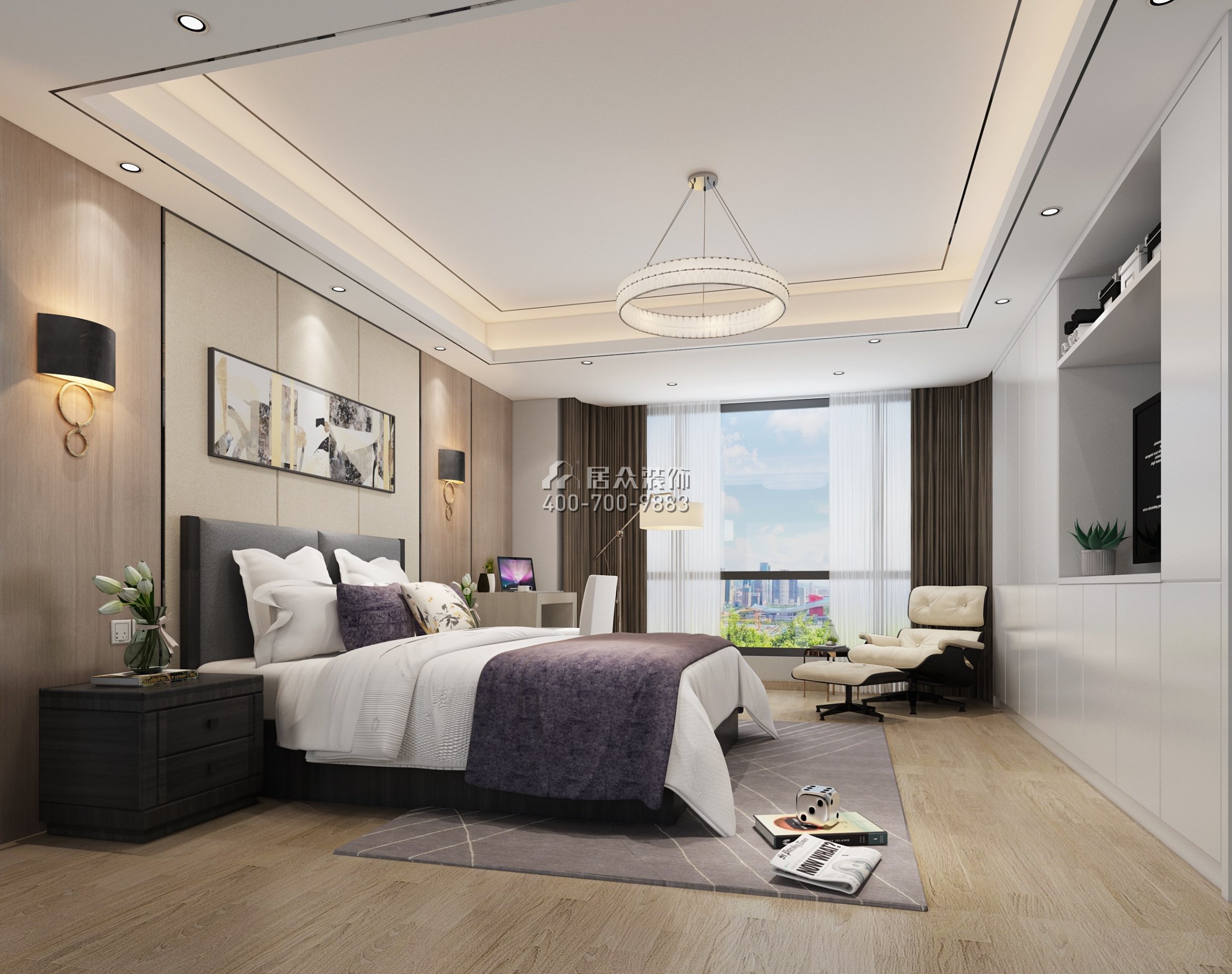 皇家翠苑150平方米现代简约风格平层户型卧室装修效果图