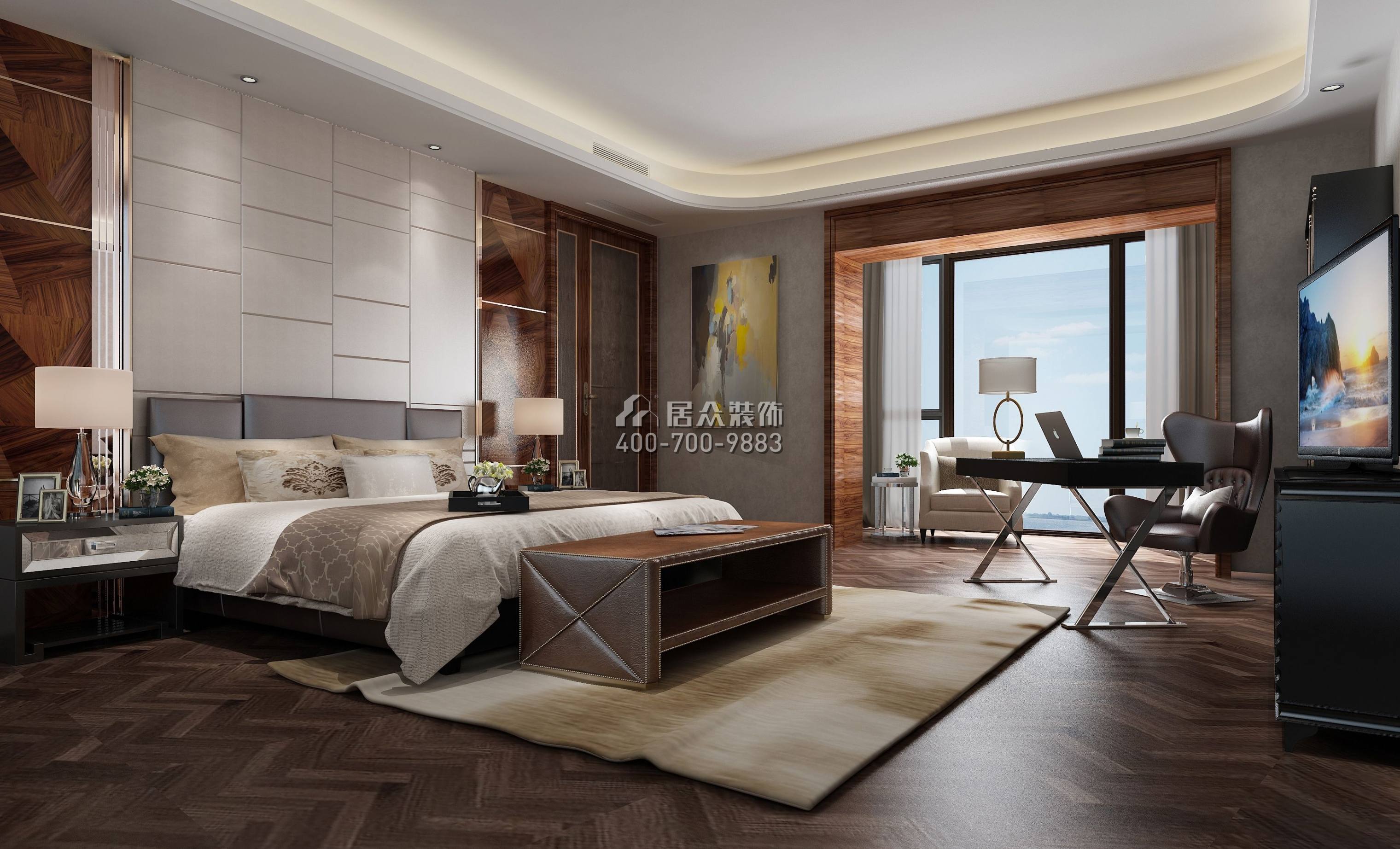 湘江豪庭260平方米现代简约风格复式户型卧室装修效果图