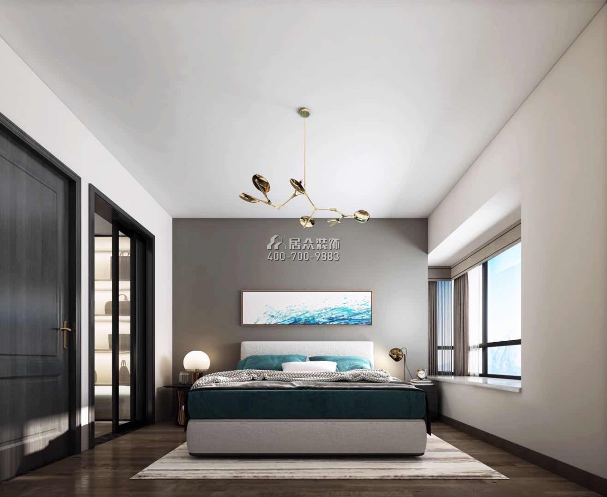 中澳春城110平方米现代简约风格平层户型卧室装修效果图